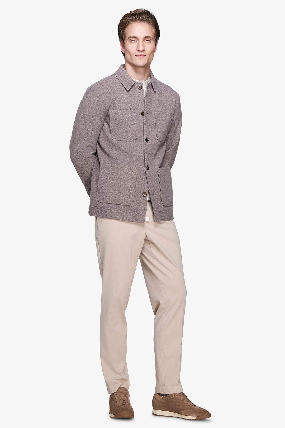 Overshirt misto lana 4 tasche fango