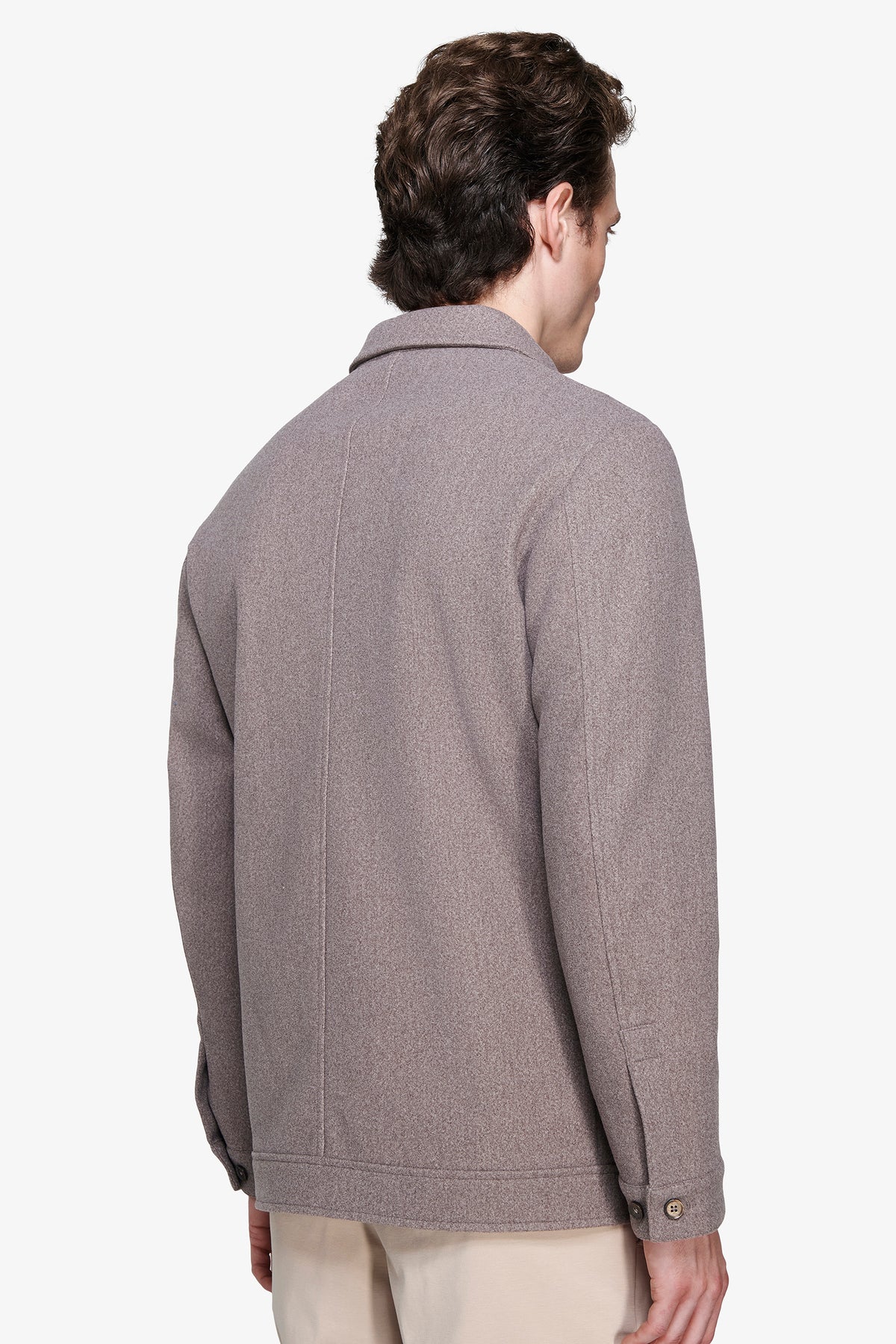 Overshirt misto lana 4 tasche fango