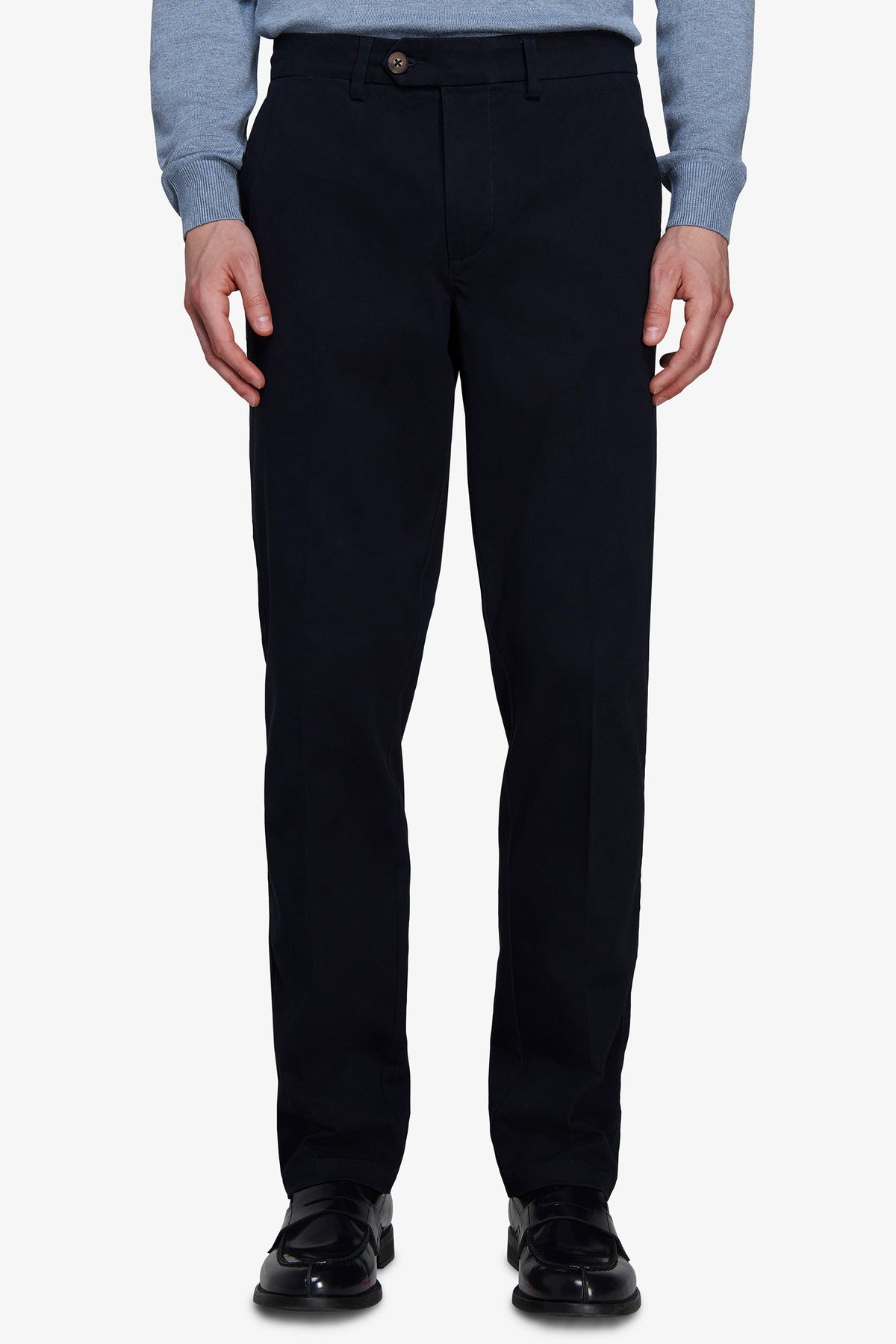 Pantaloni chino gabardina regular blu