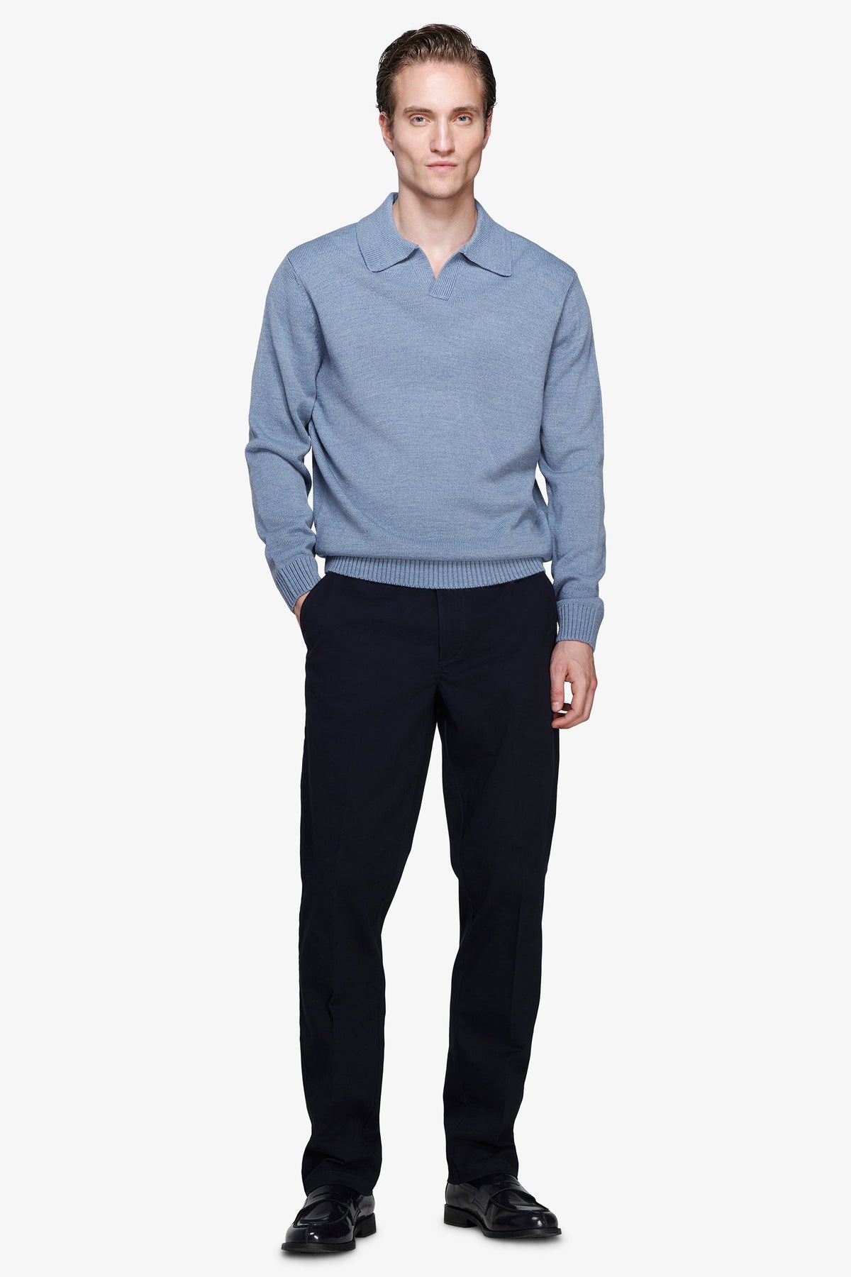 Polo in maglia misto lambswool carta da zucchero