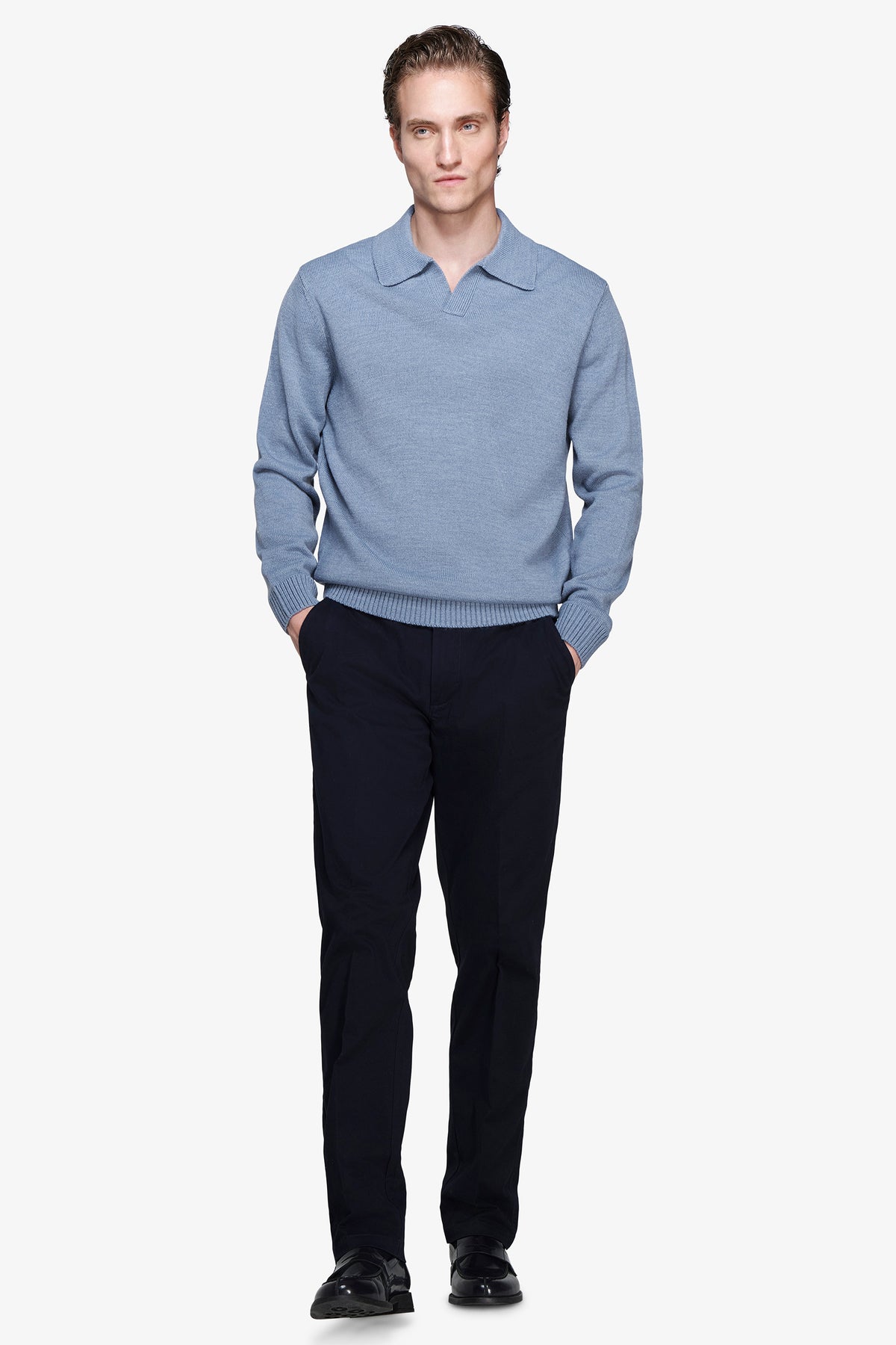 Polo in maglia misto lambswool carta da zucchero