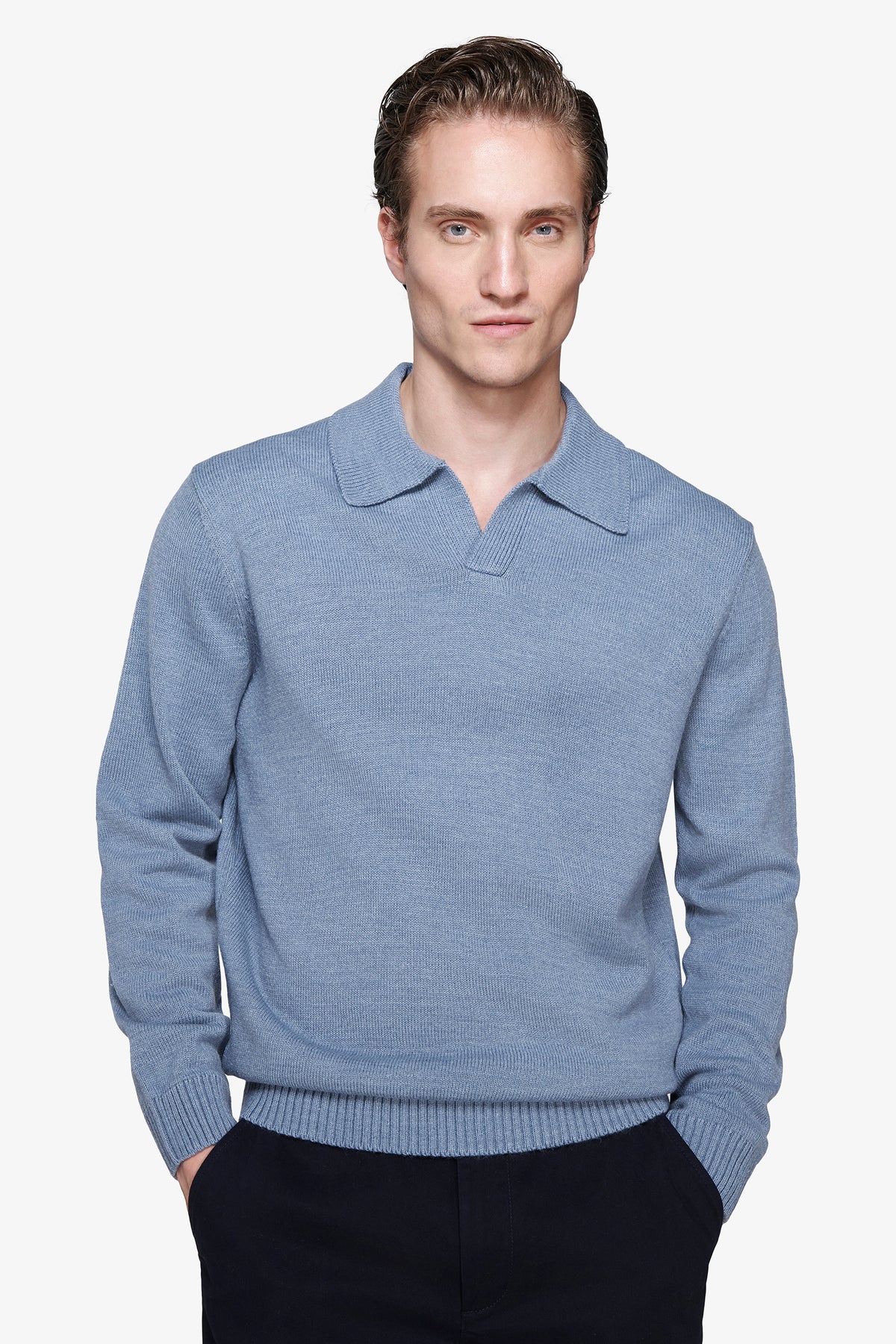 Polo in maglia misto lambswool carta da zucchero