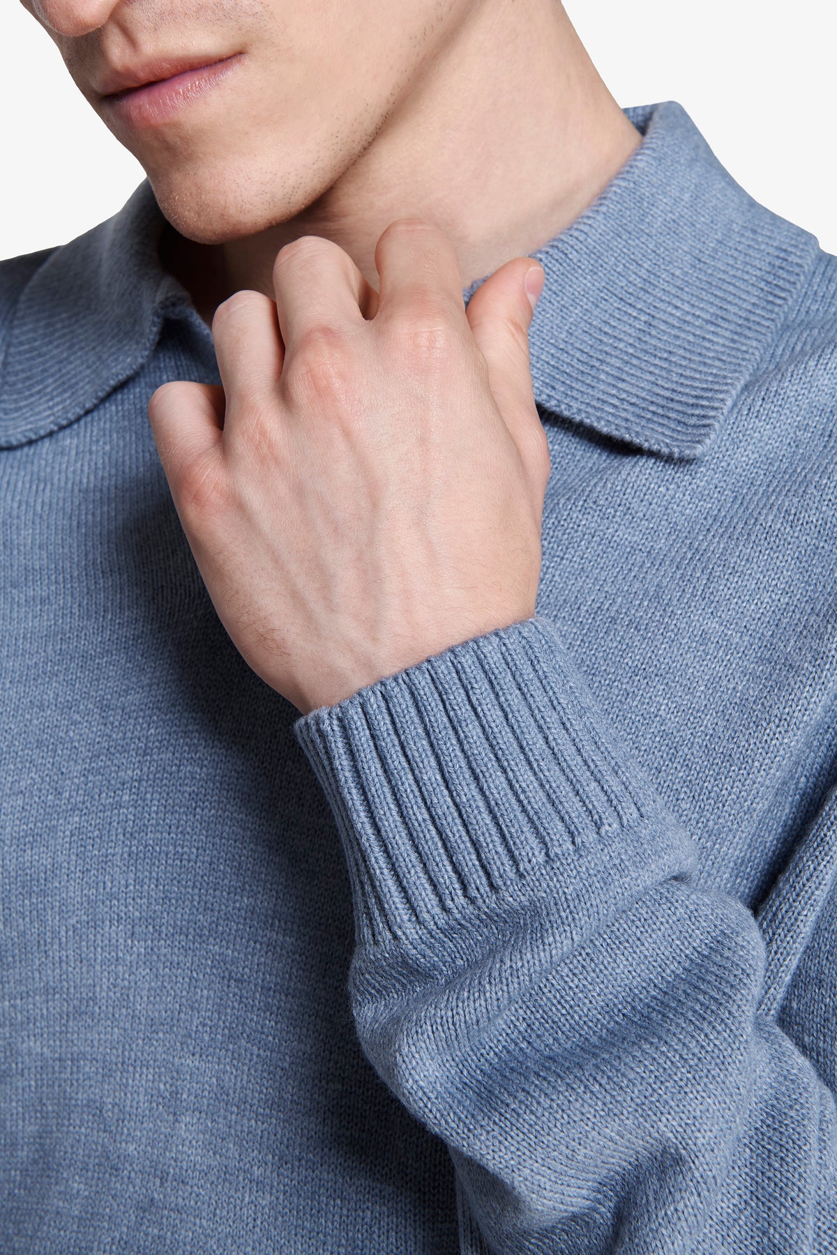 Polo in maglia misto lambswool carta da zucchero