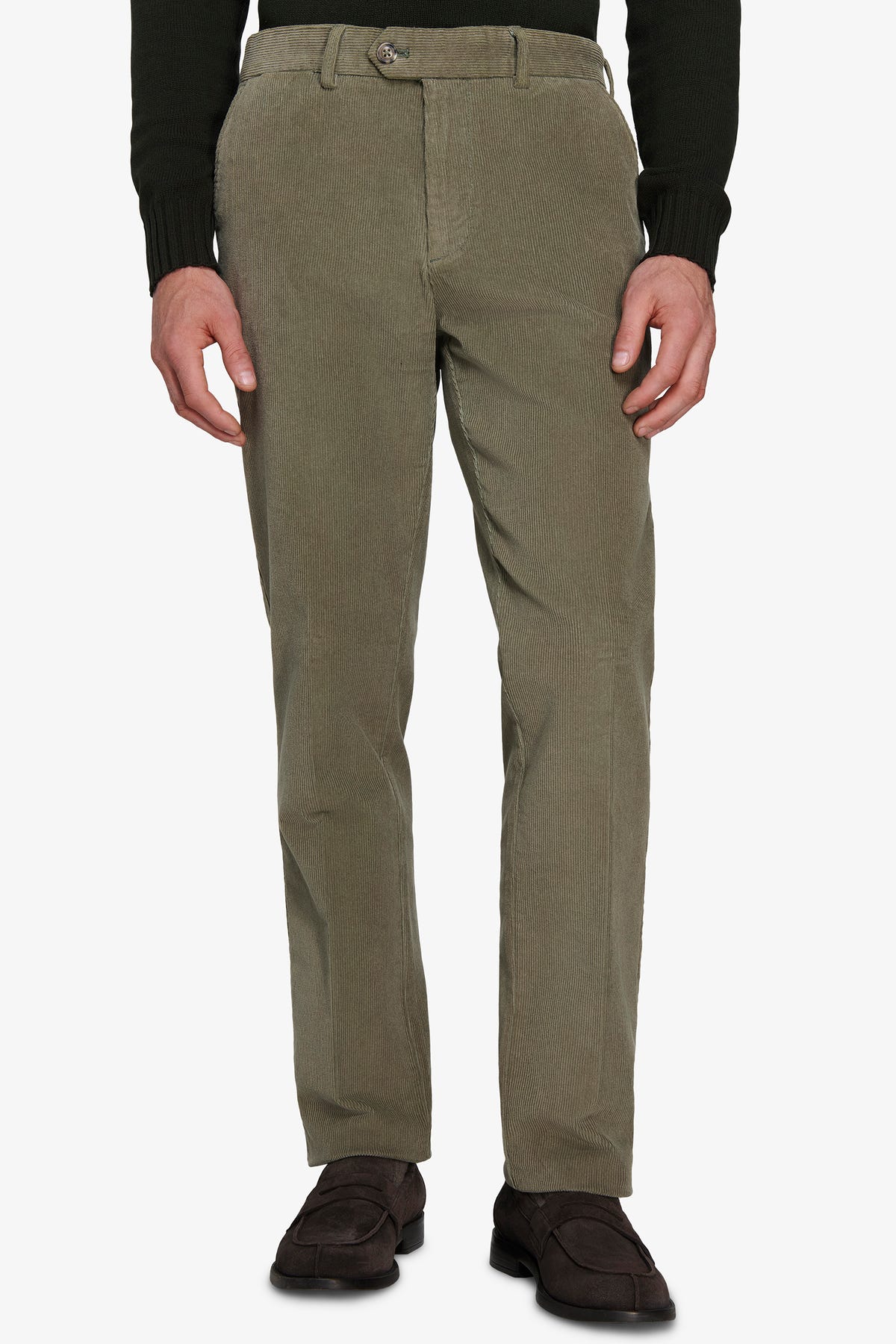 Pantaloni velluto millerighe regular oliva