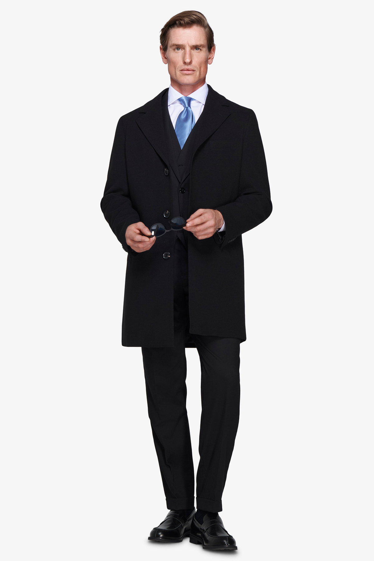 Cappotto baronetto misto lana blu