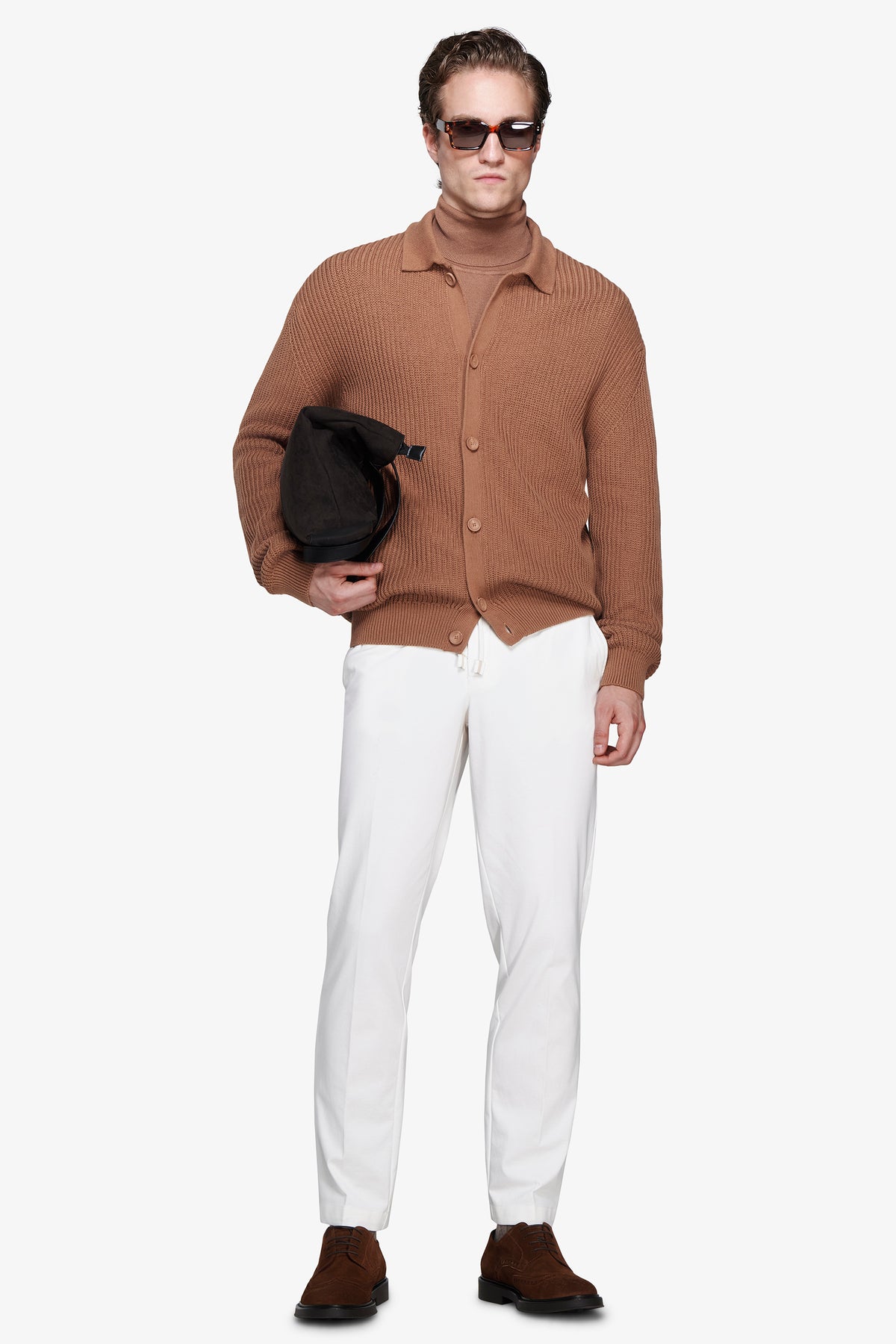 Giacca in maglia cammello "Volume"