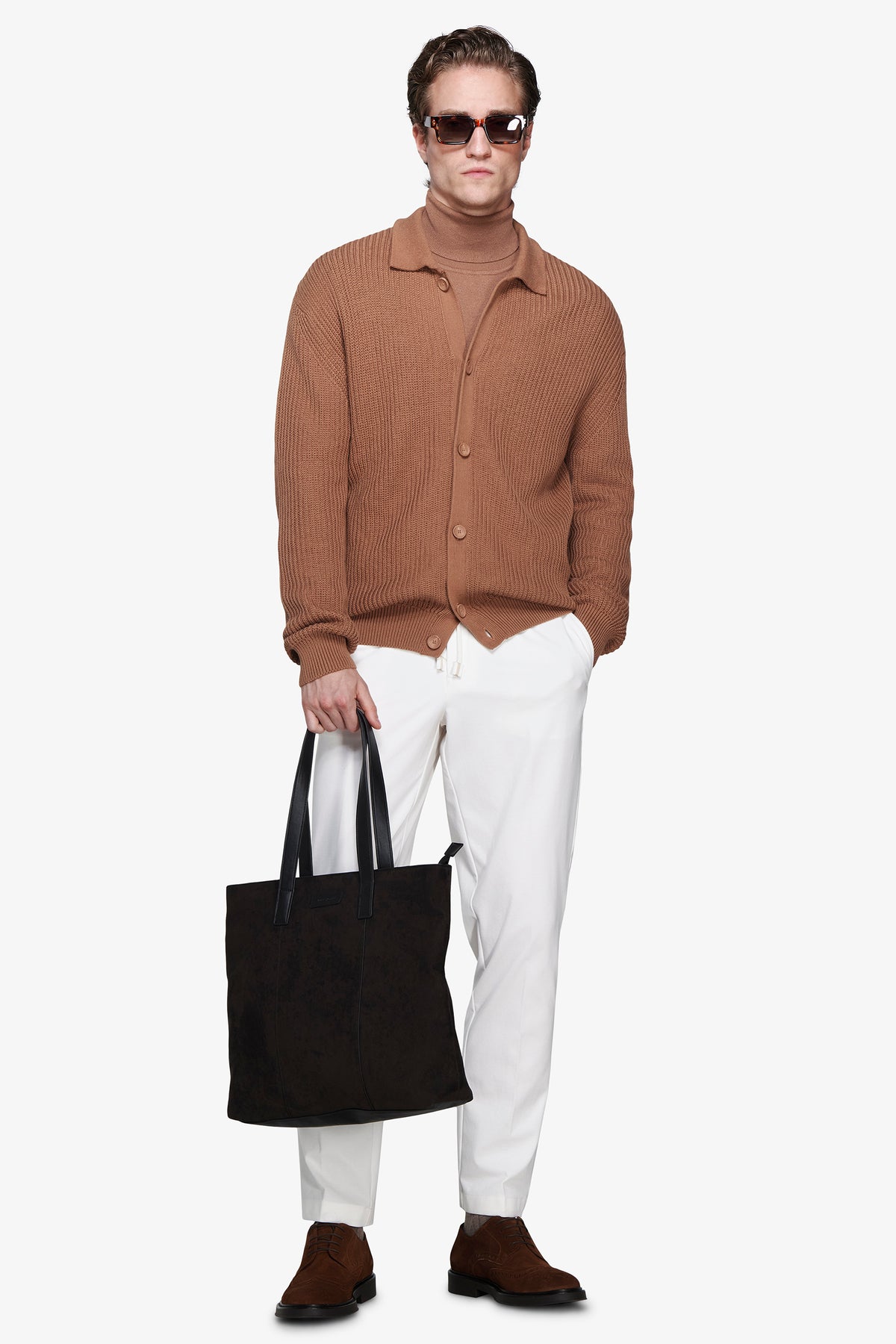 Giacca in maglia cammello "Volume"