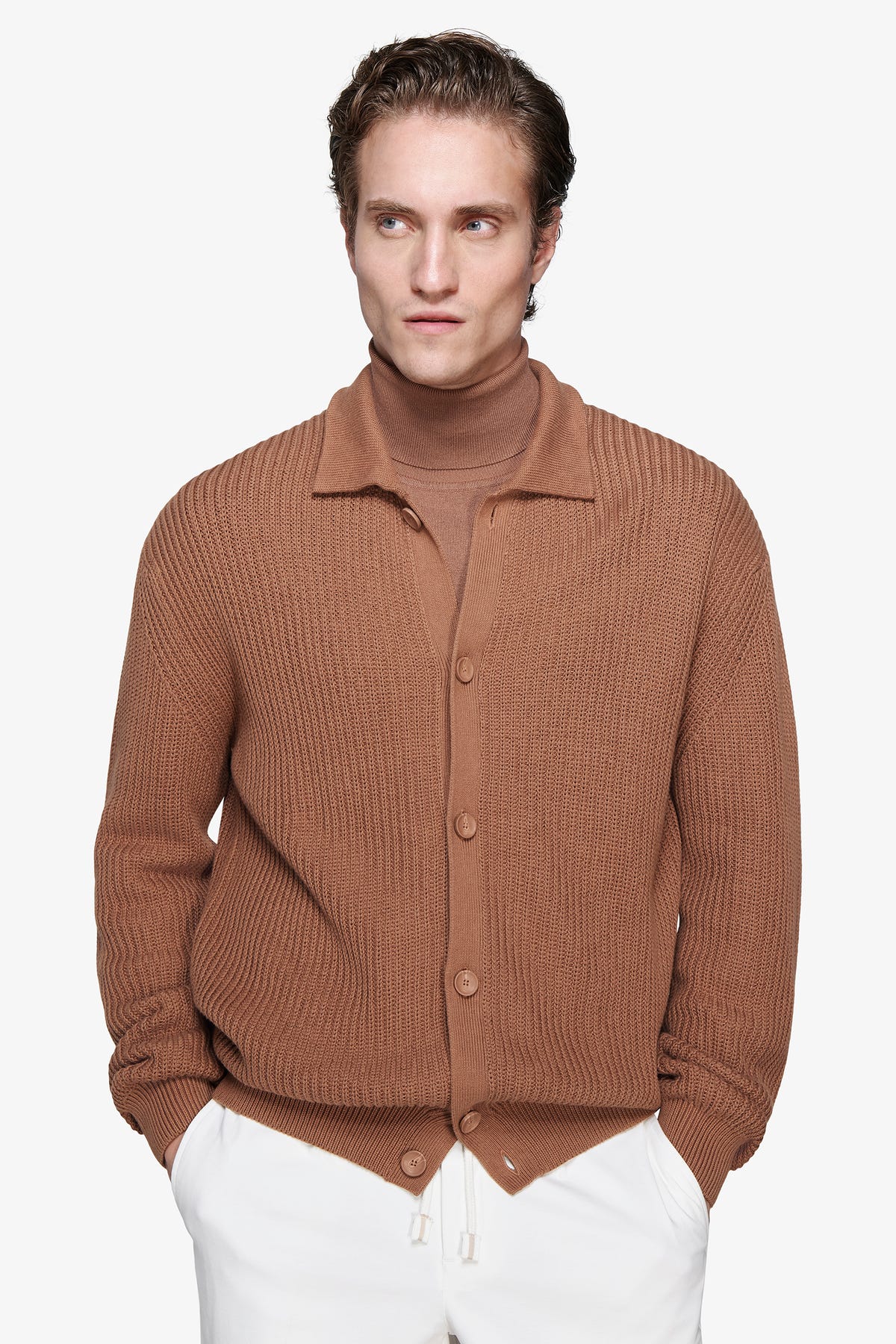 Giacca in maglia cammello "Volume"