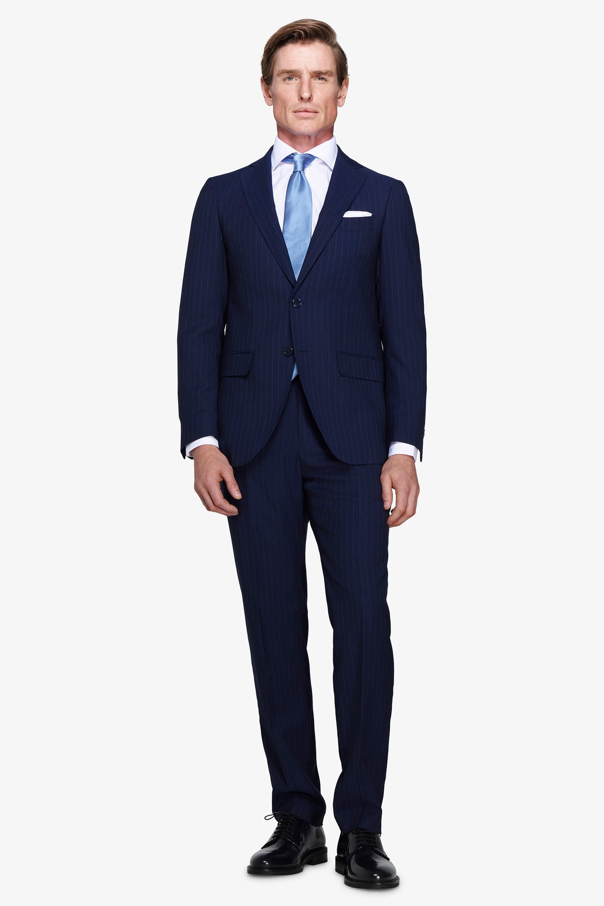 Giacca gessata regular blu