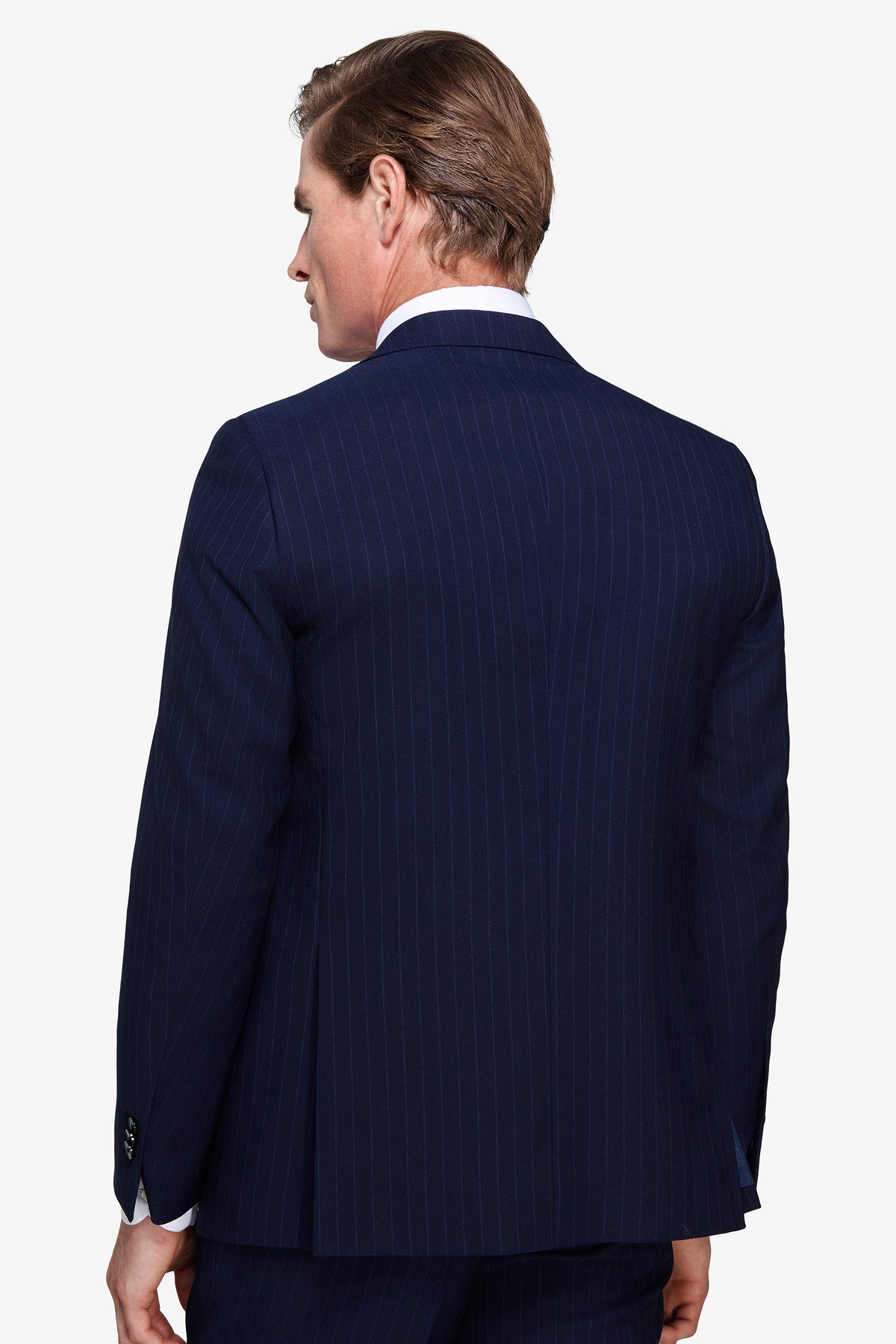Giacca gessata regular blu