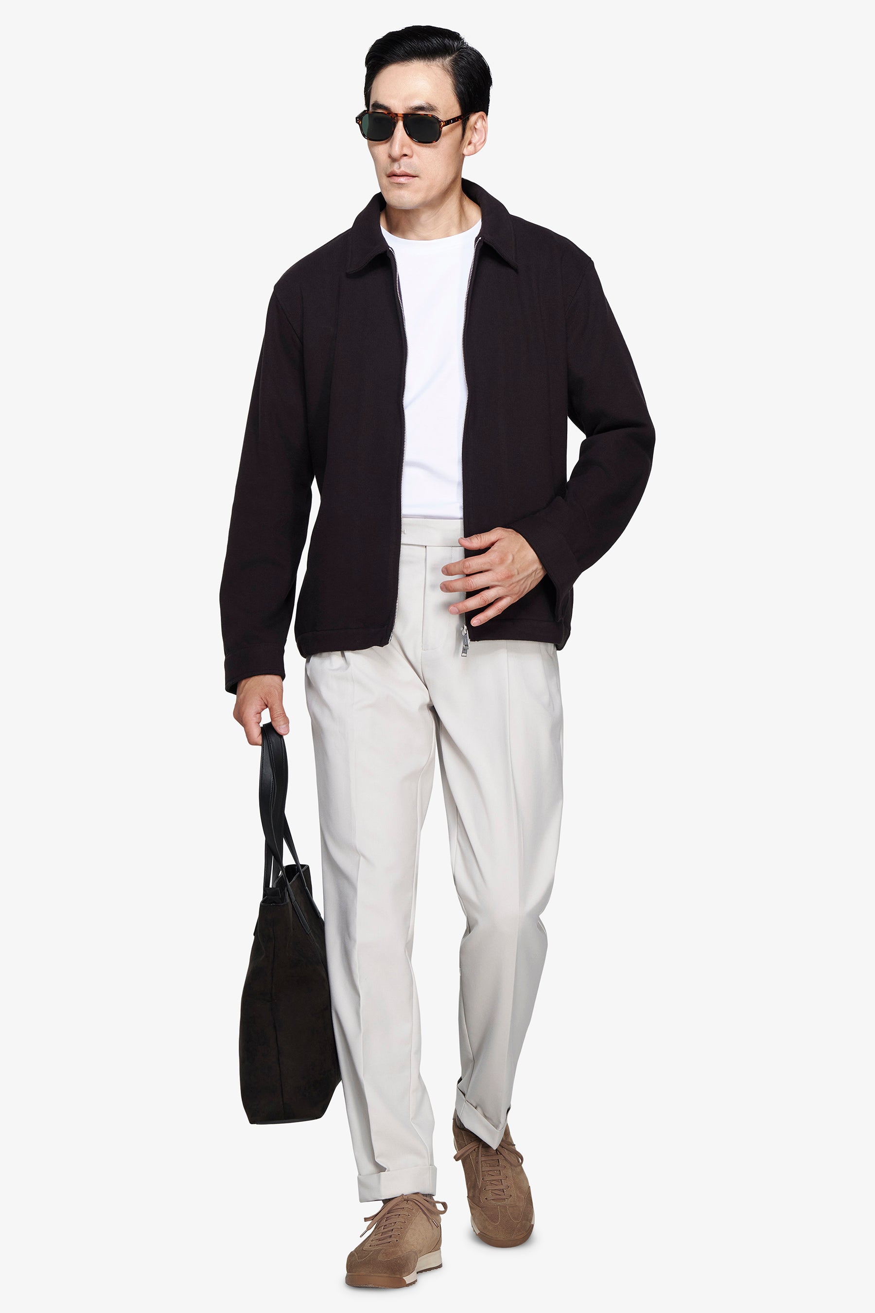 Bomber in maglia full zip moro