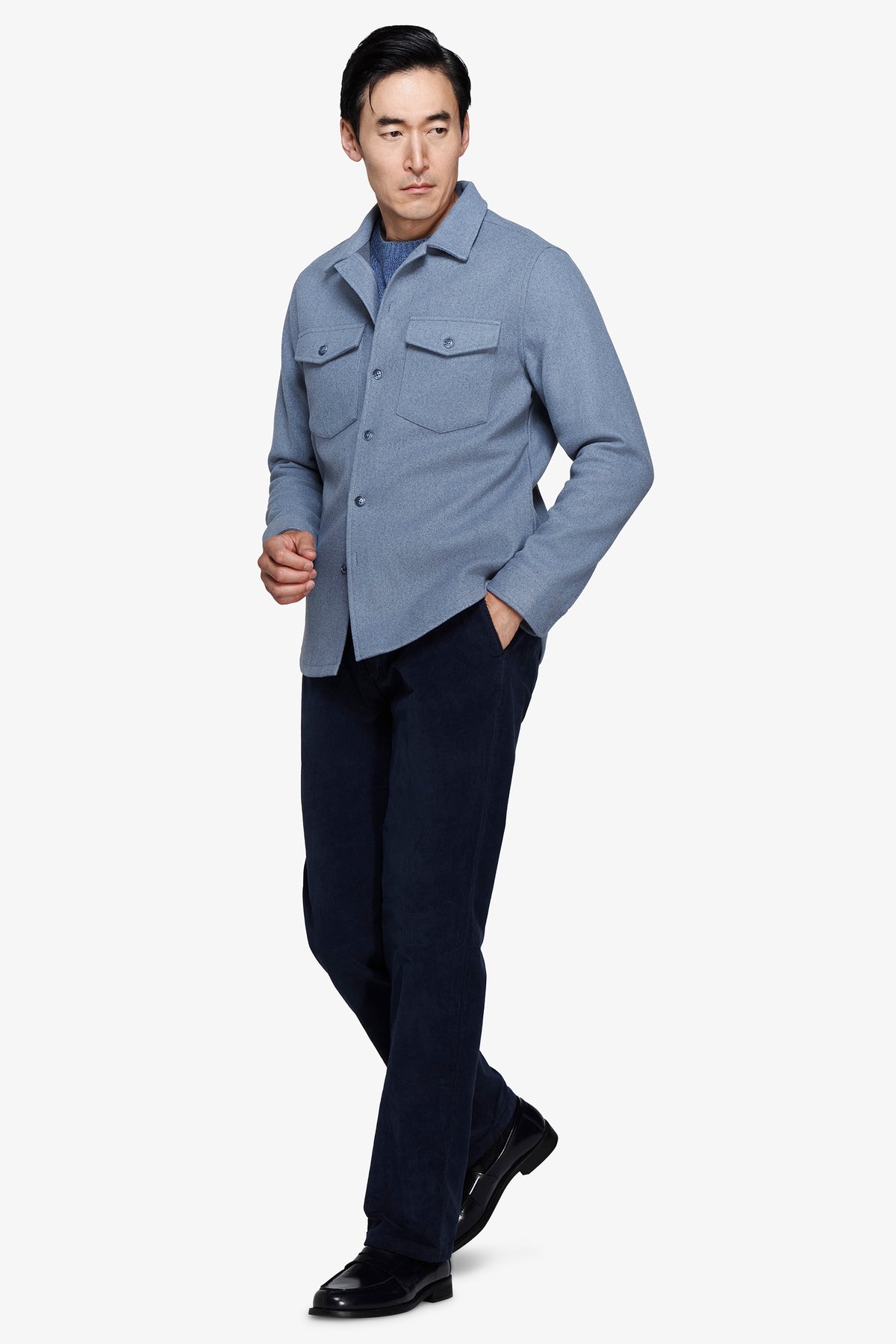 Overshirt misto lana carta da zucchero