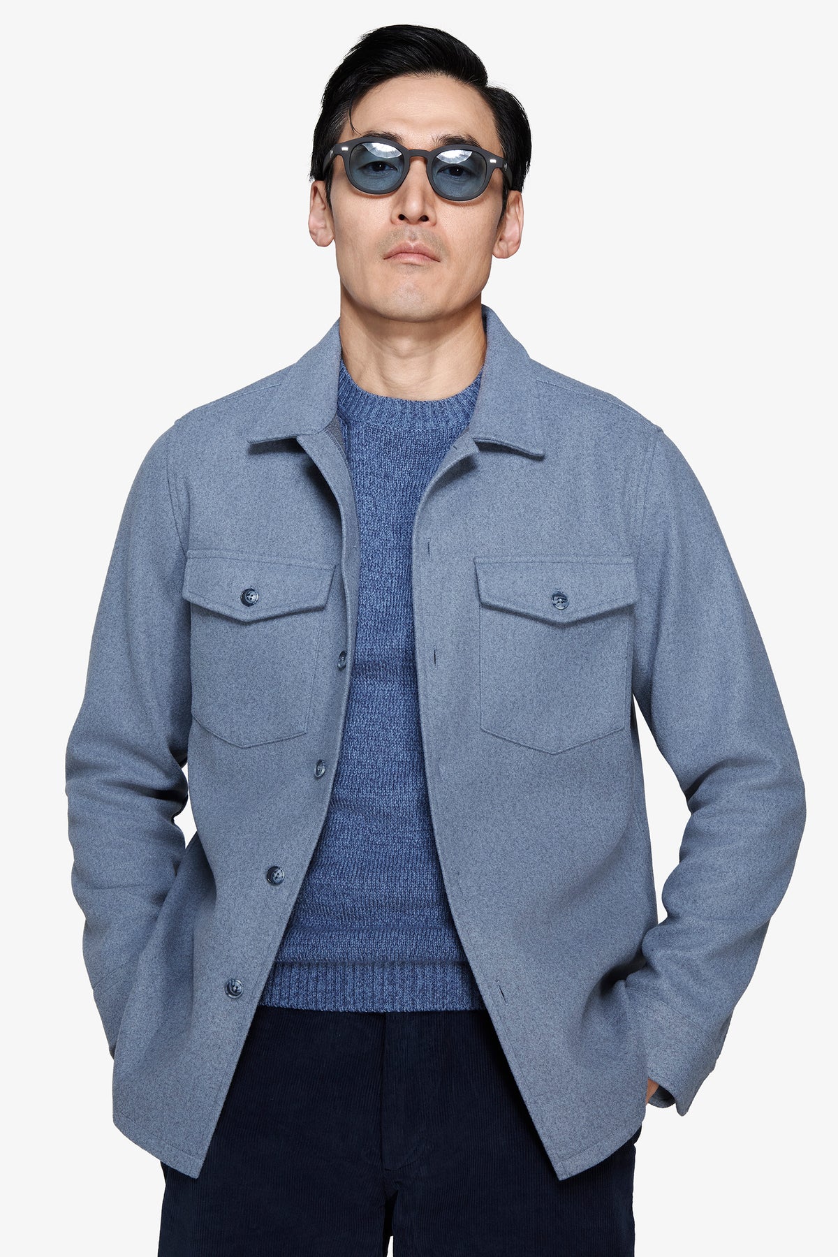 Overshirt misto lana carta da zucchero