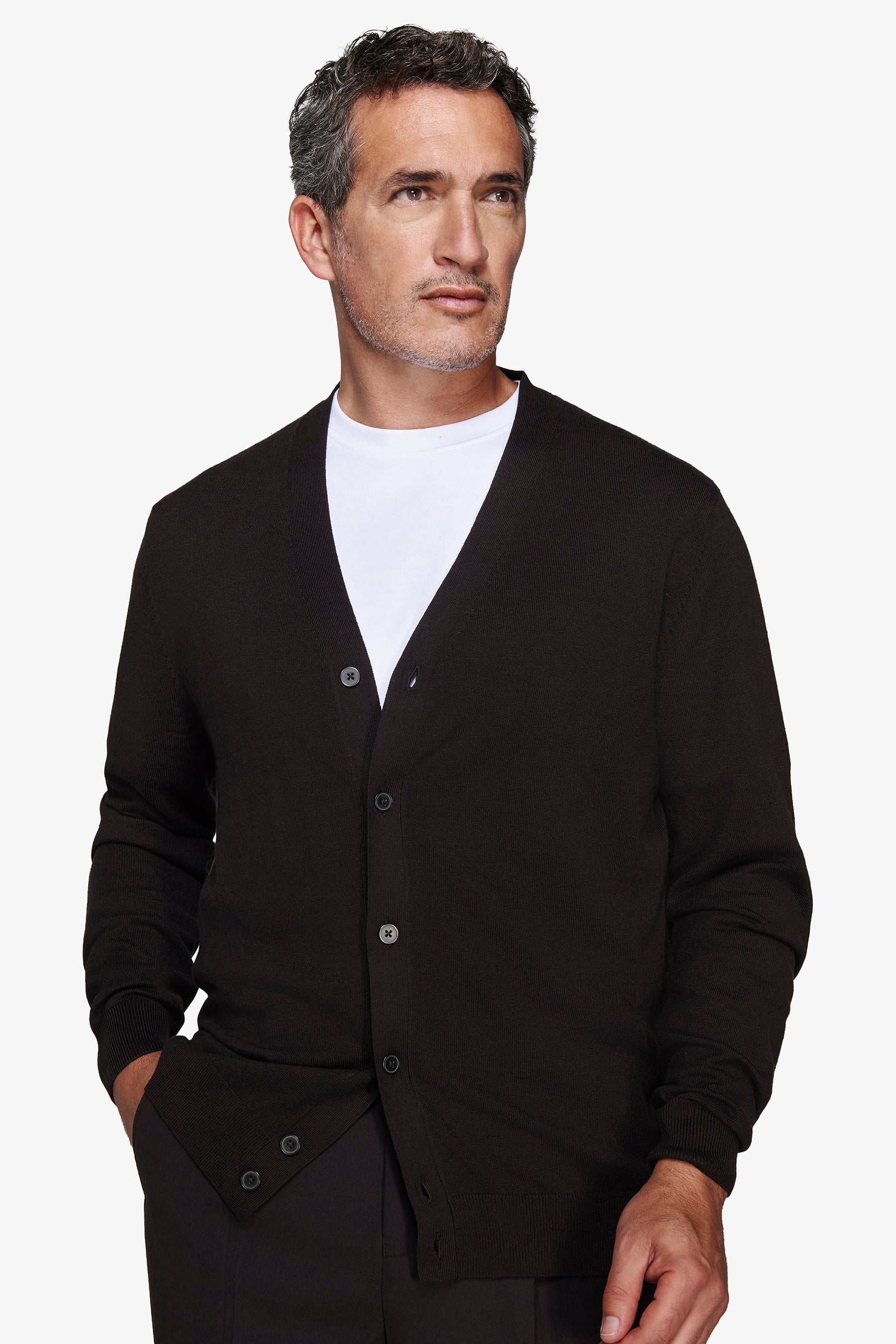 Cardigan scollo a v con bottoni basic moro