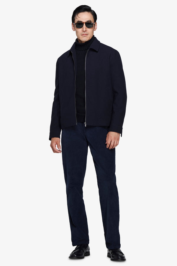 Kurze Jacke aus Tuchstoff in Blau