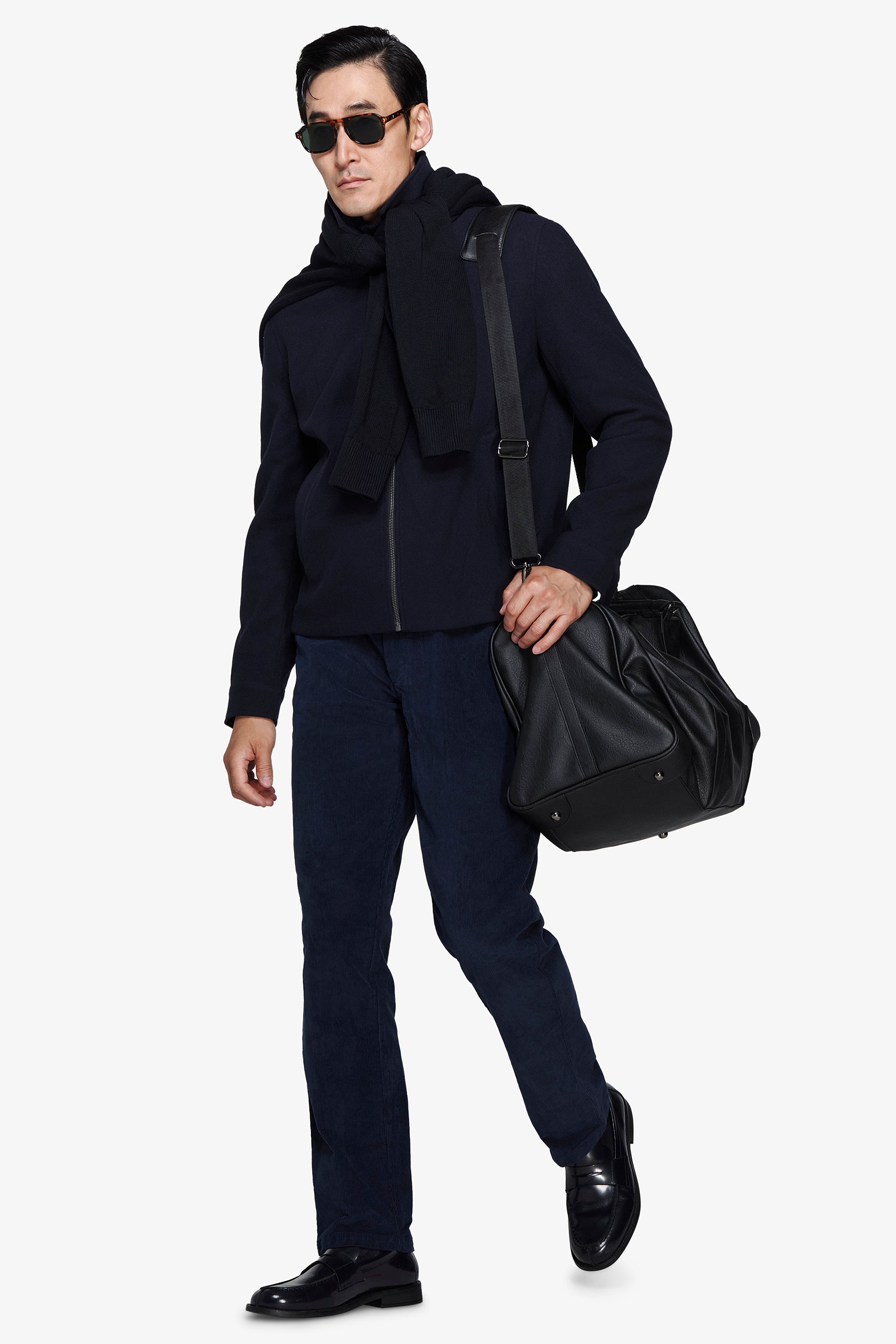 Kurze Jacke aus Tuchstoff in Blau