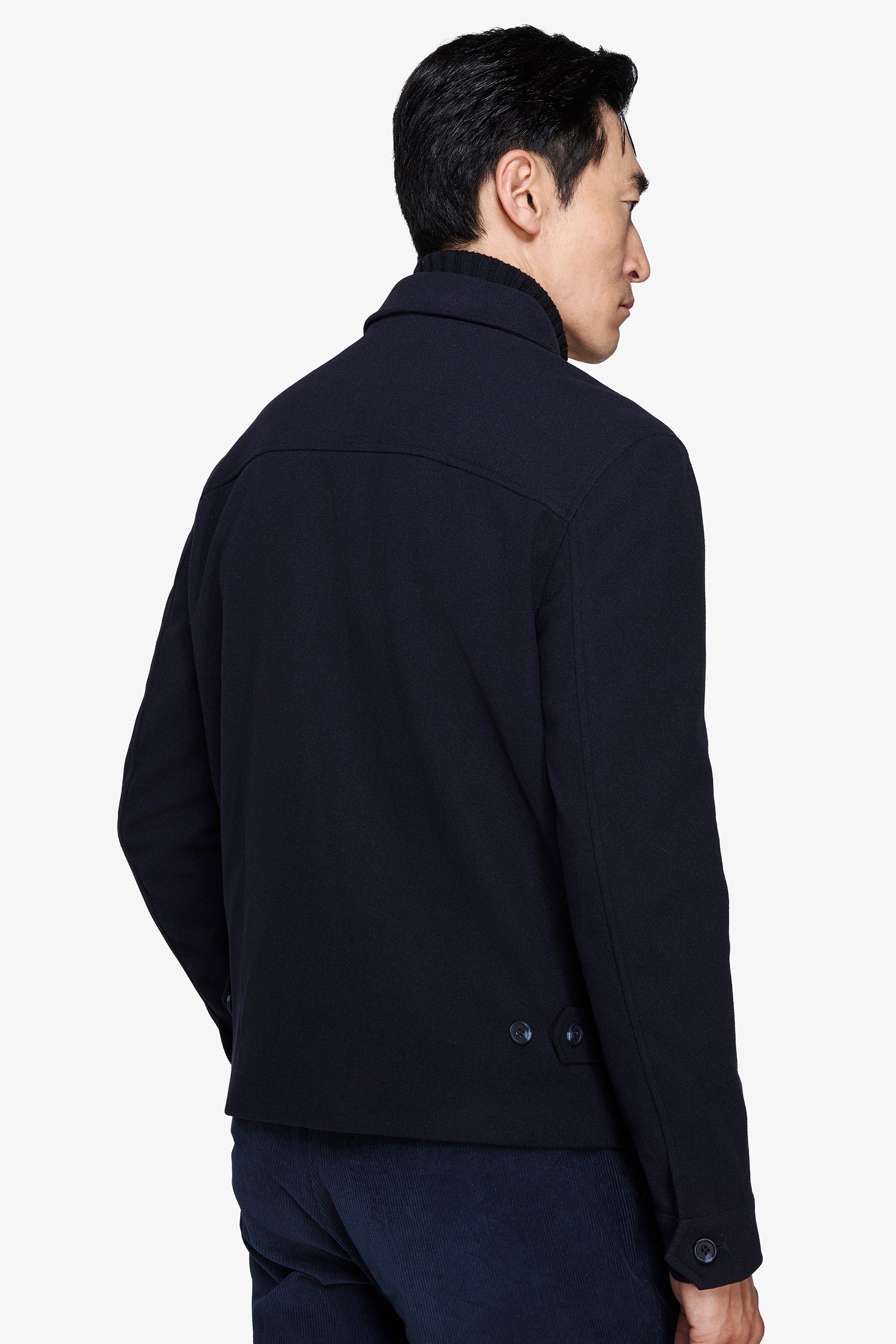 Kurze Jacke aus Tuchstoff in Blau