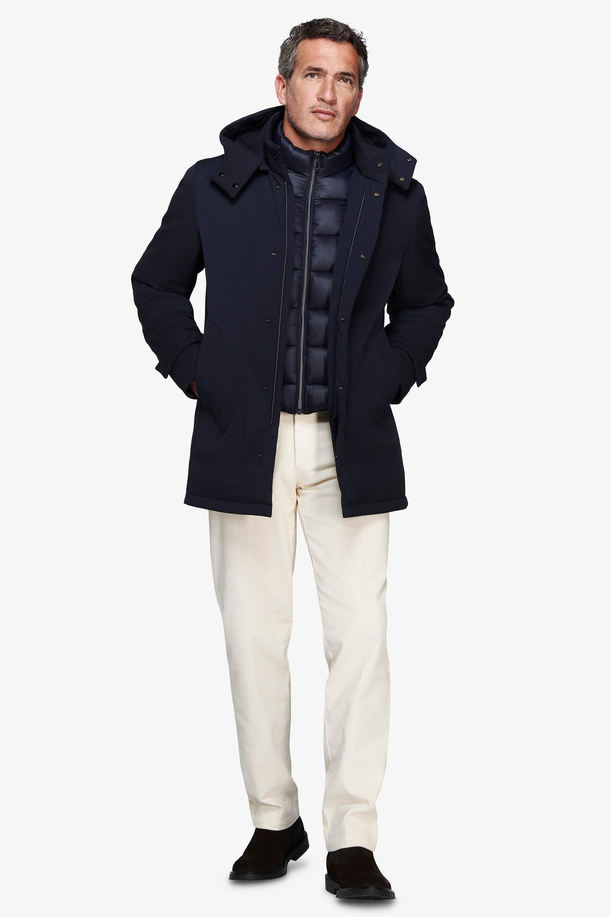 Parka con pettorina blu