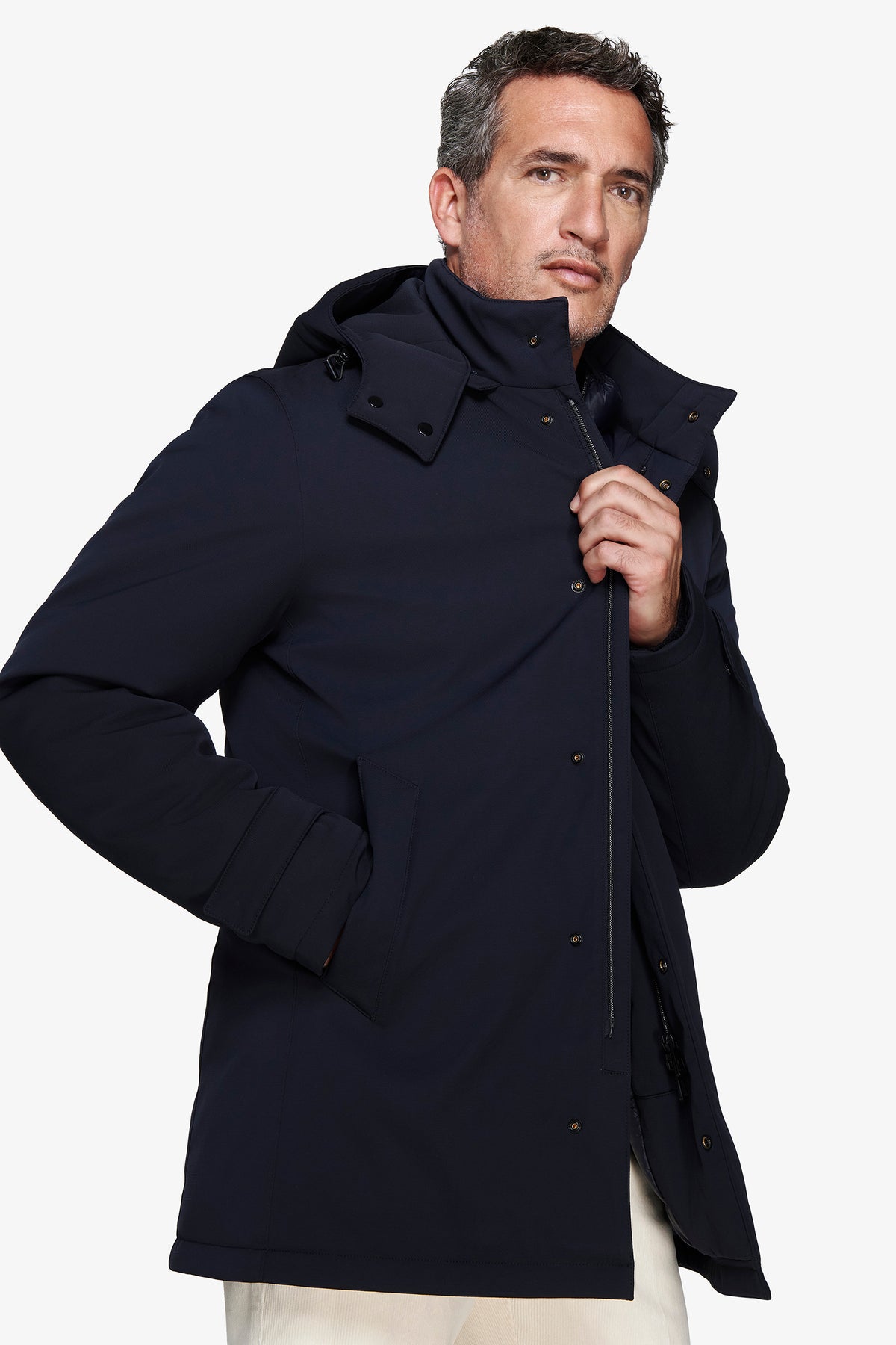 Parka con pettorina blu