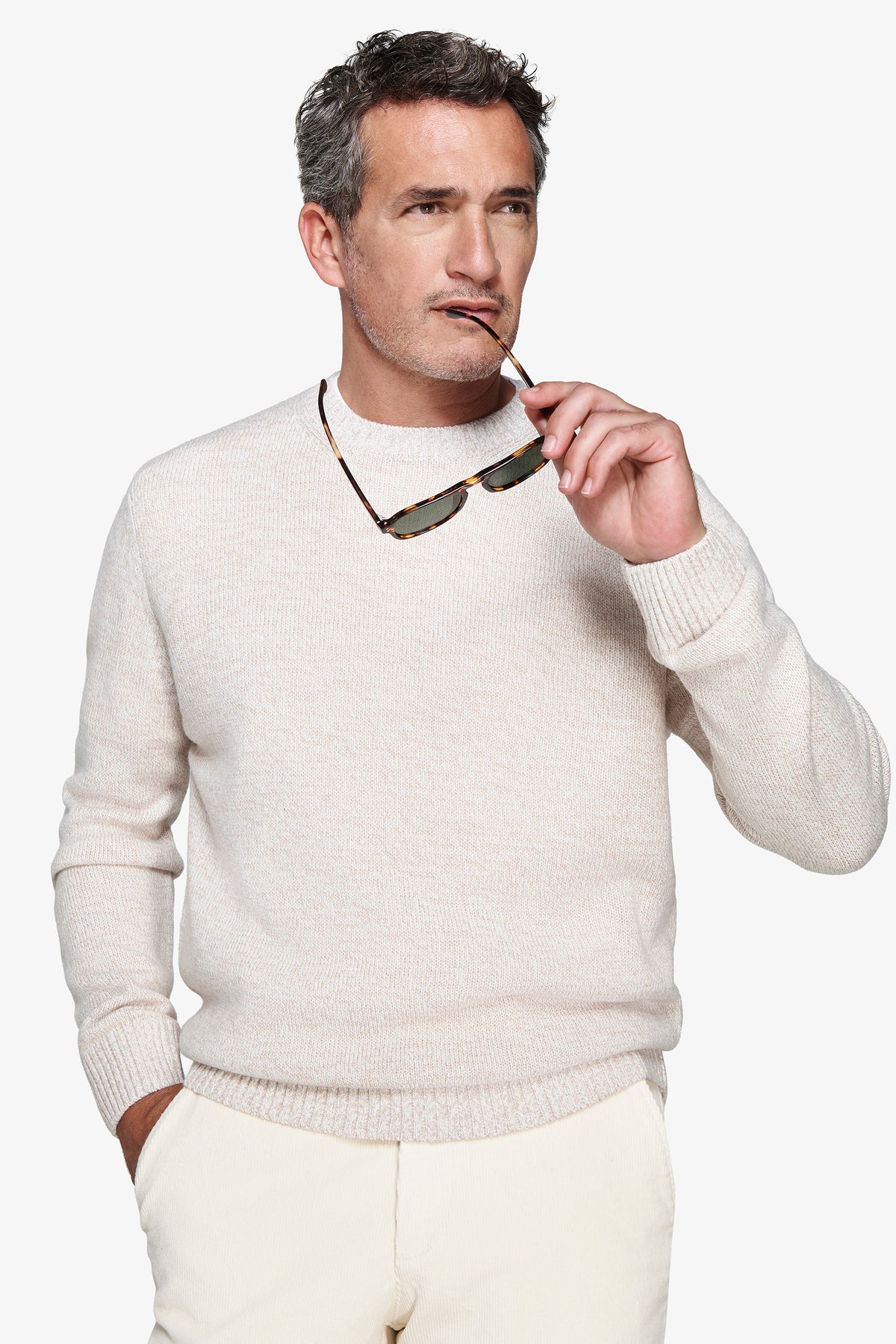 Maglia girocollo mouline' corda