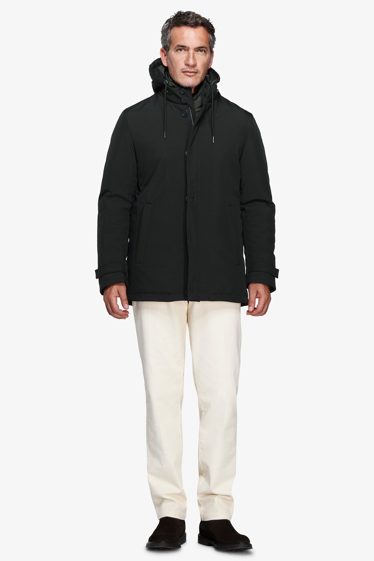 Parka con pettorina verde