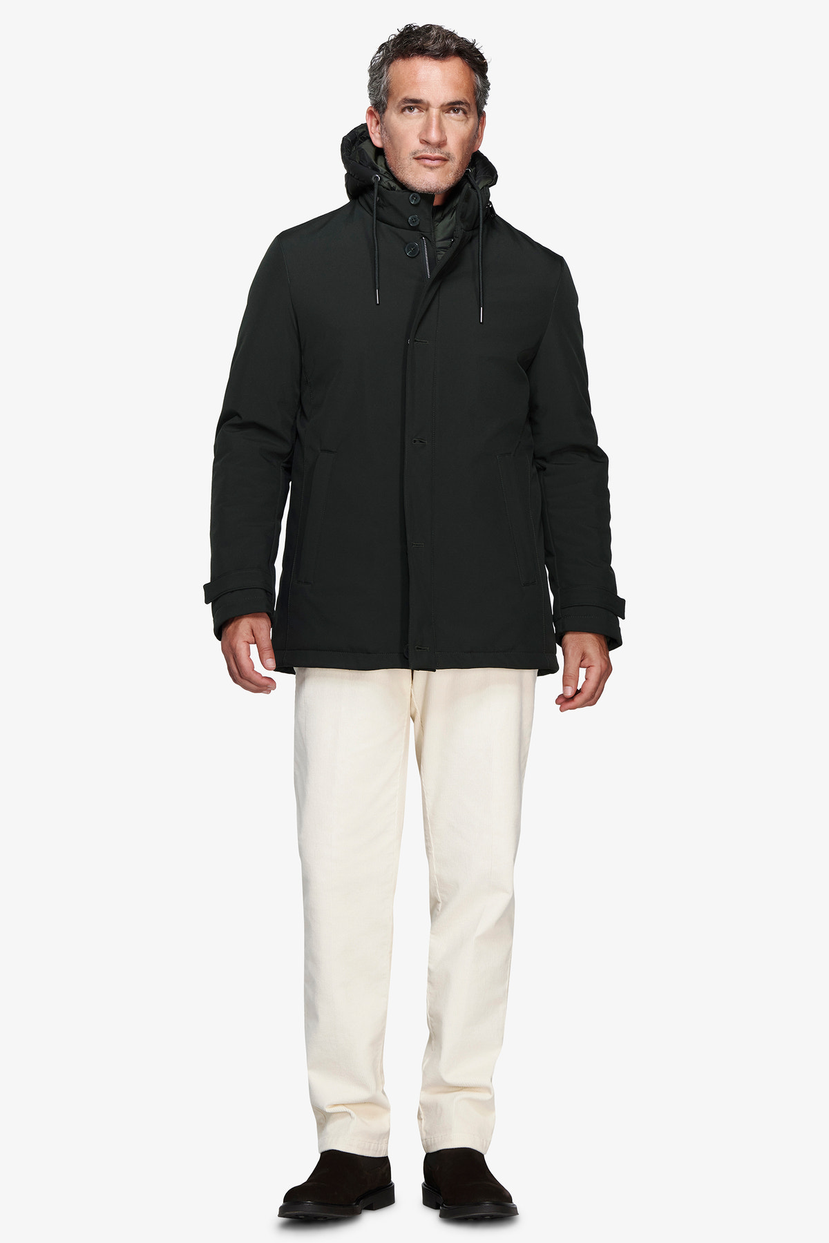 Parka con pettorina verde