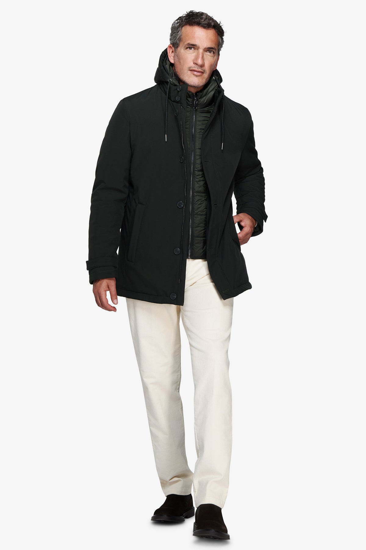 Parka con pettorina verde
