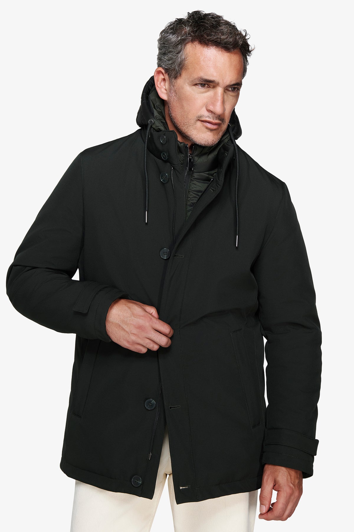 Parka con pettorina verde