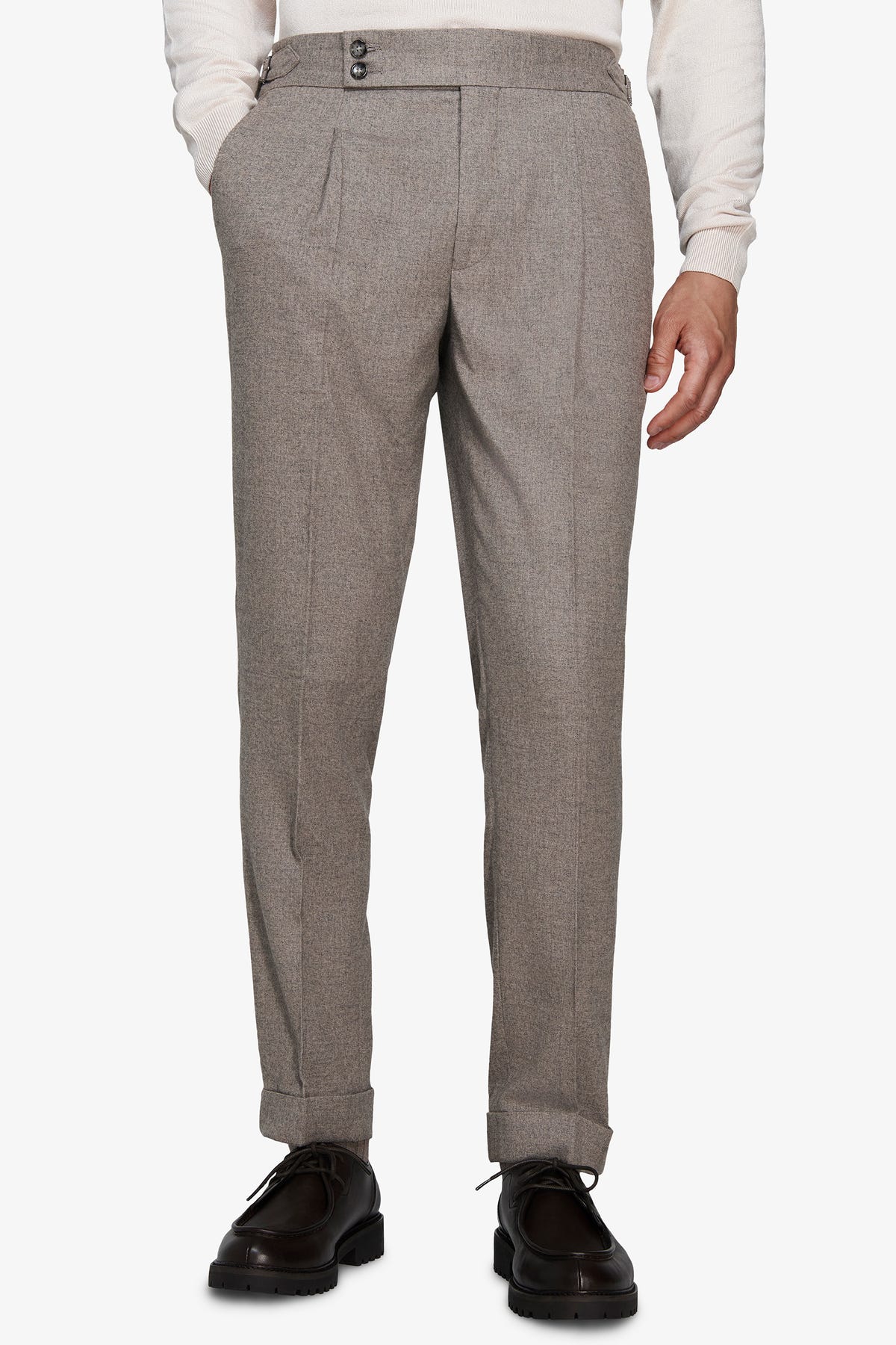 Pantaloni mano cardata tortora