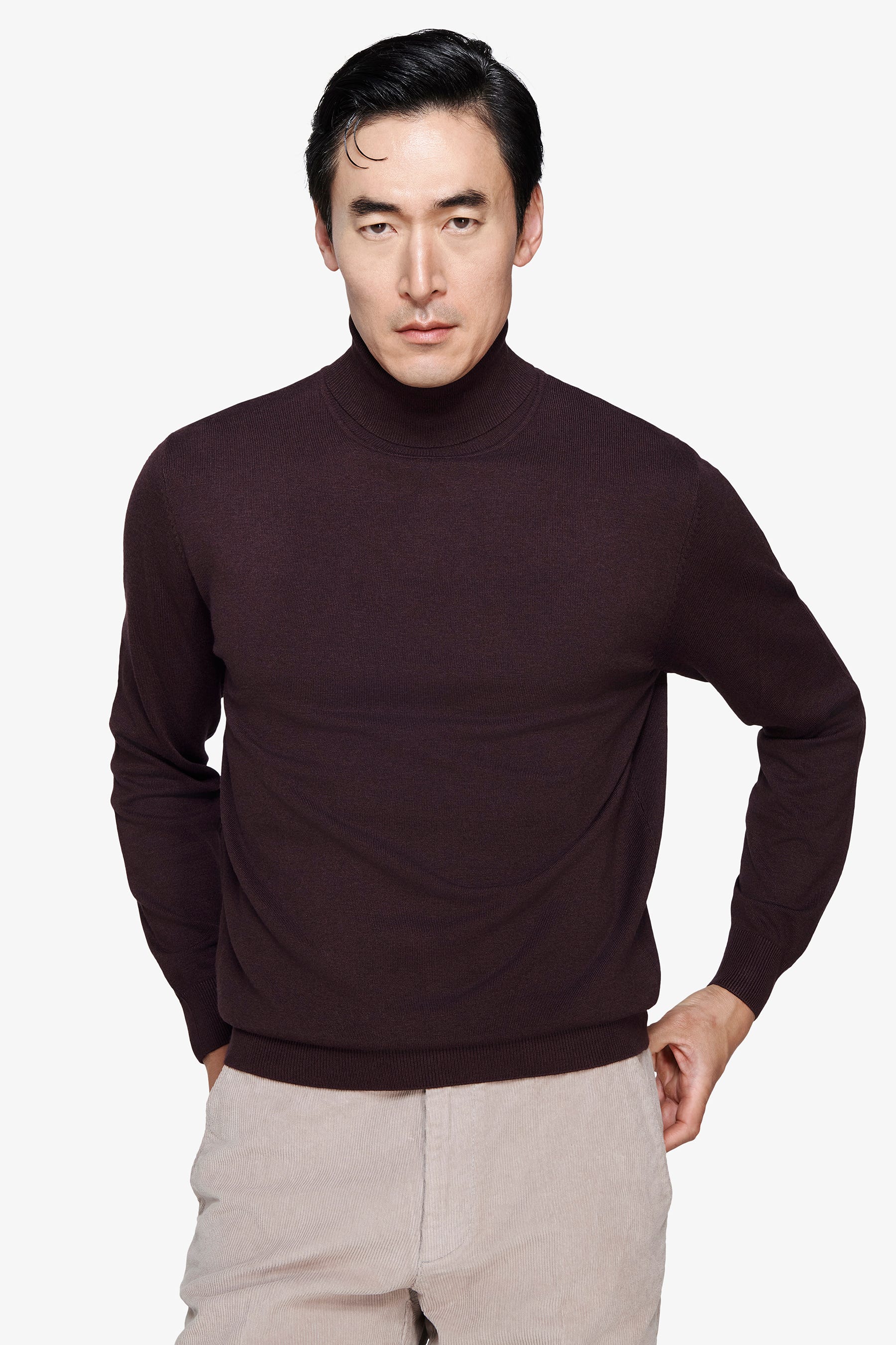 Maglia dolcevita basic bordeaux