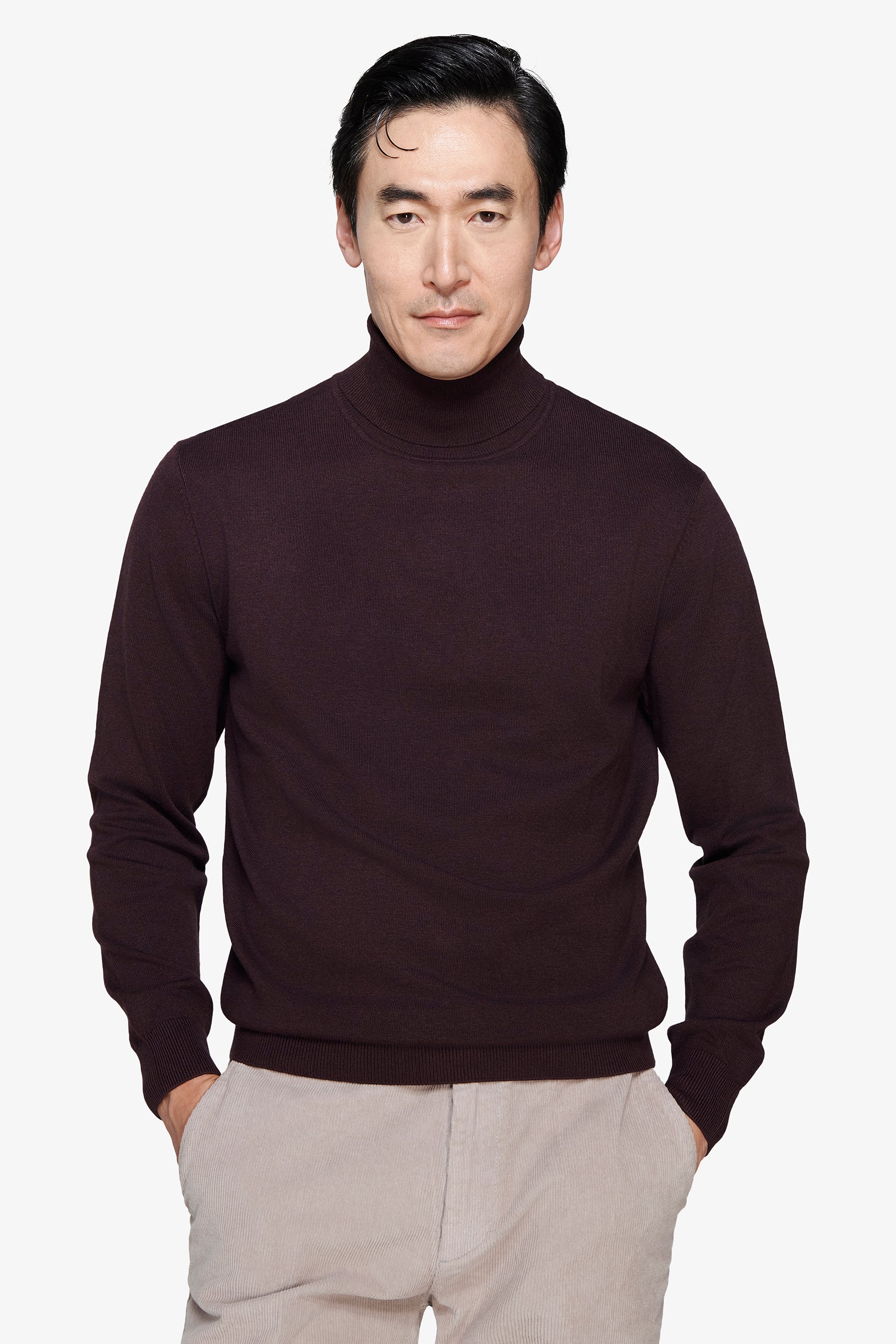 Maglia dolcevita basic bordeaux
