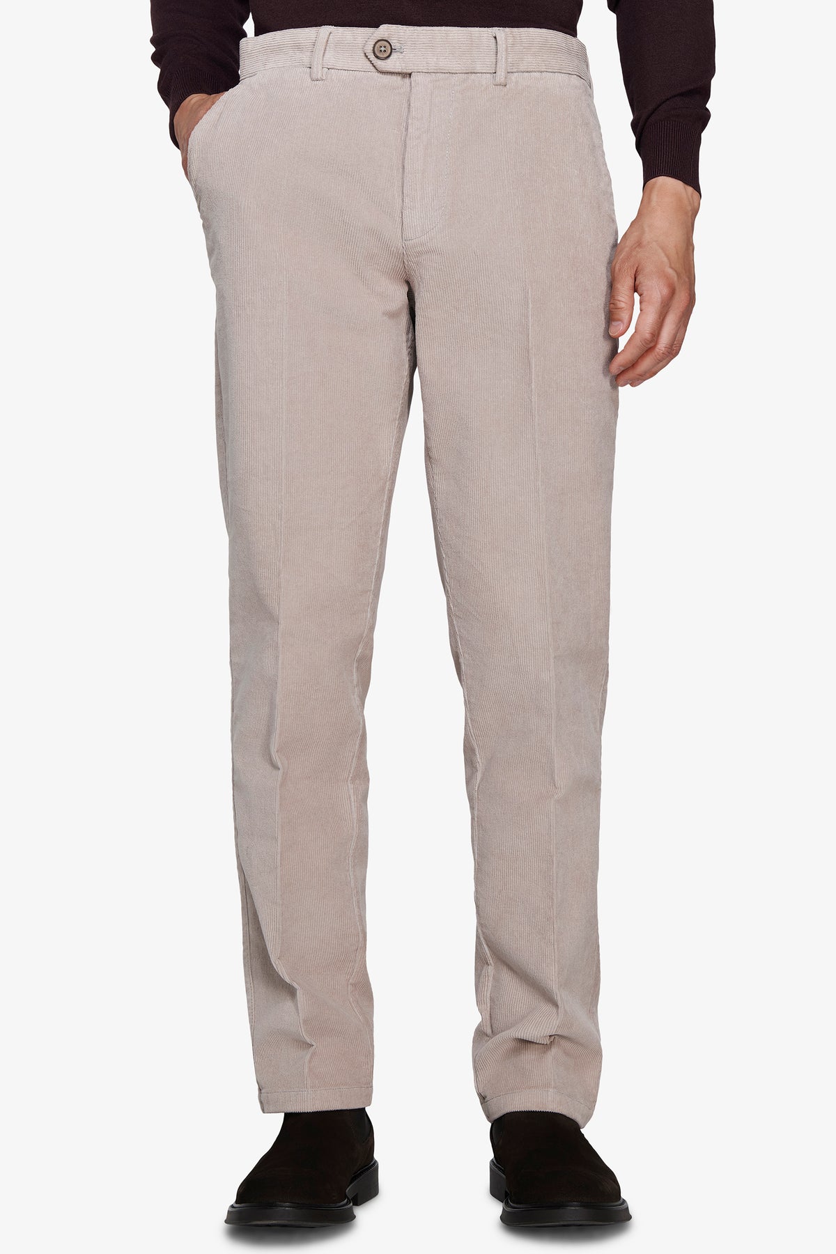 Pantaloni velluto millerighe regular tortora