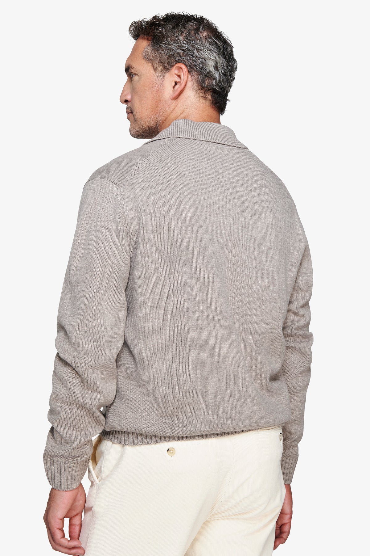 Polo in maglia misto lambswool tortora