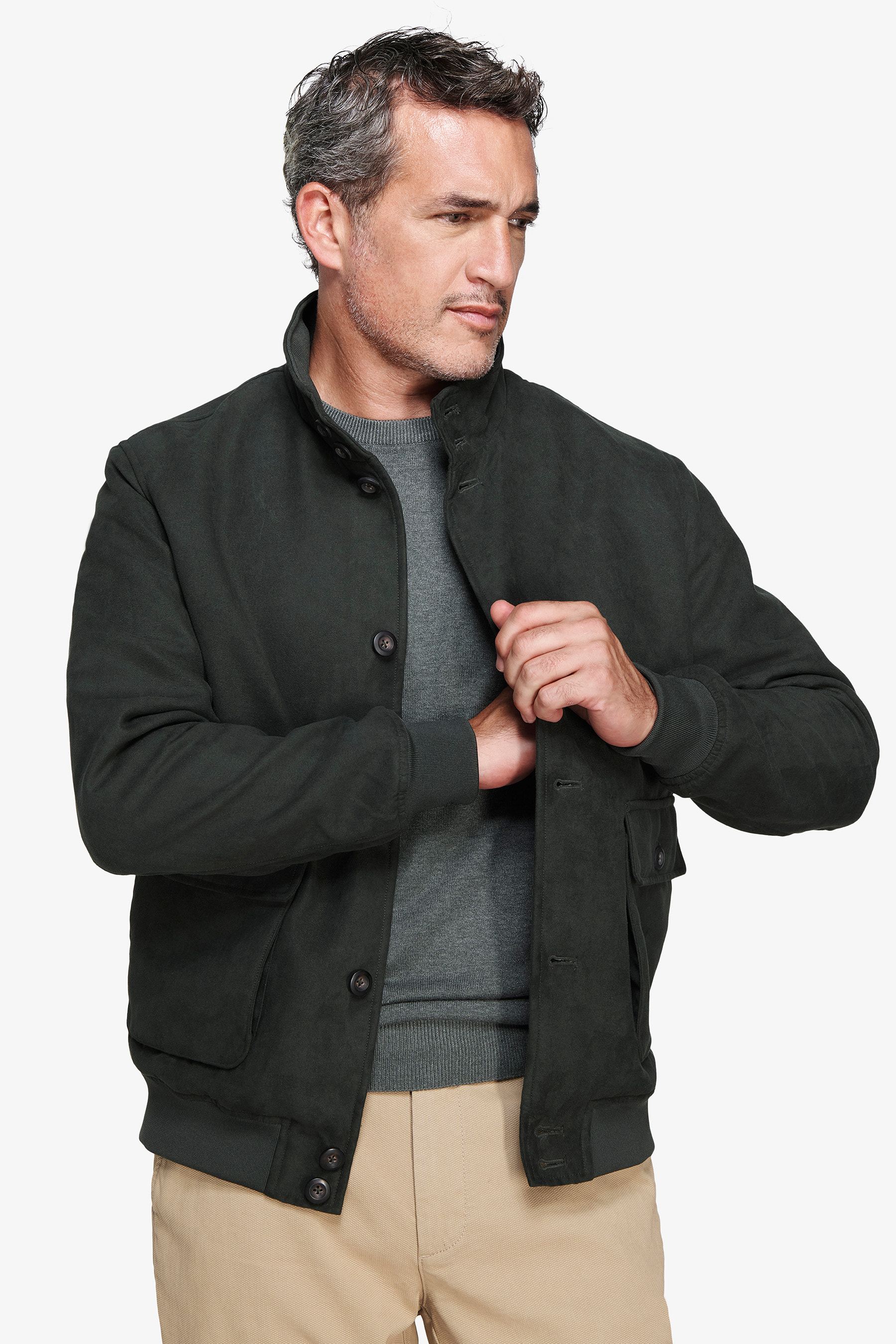 Bomber ecosuede verde