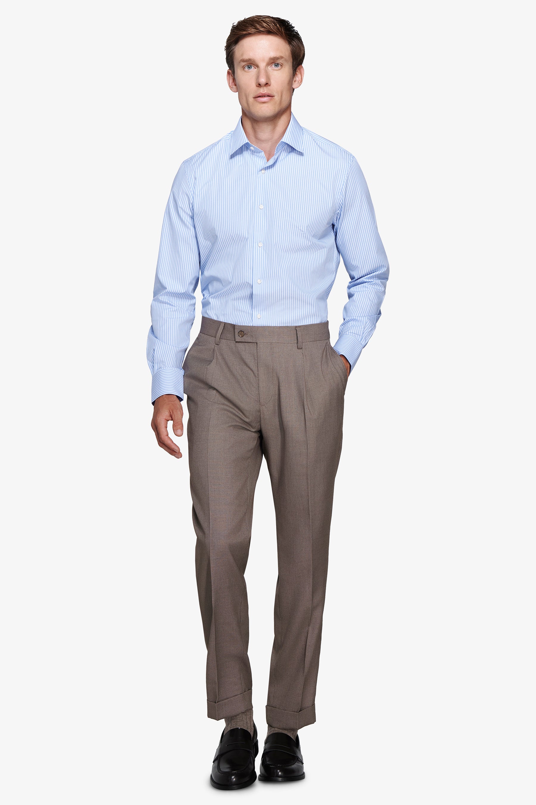Camicia a righe slim azzurra