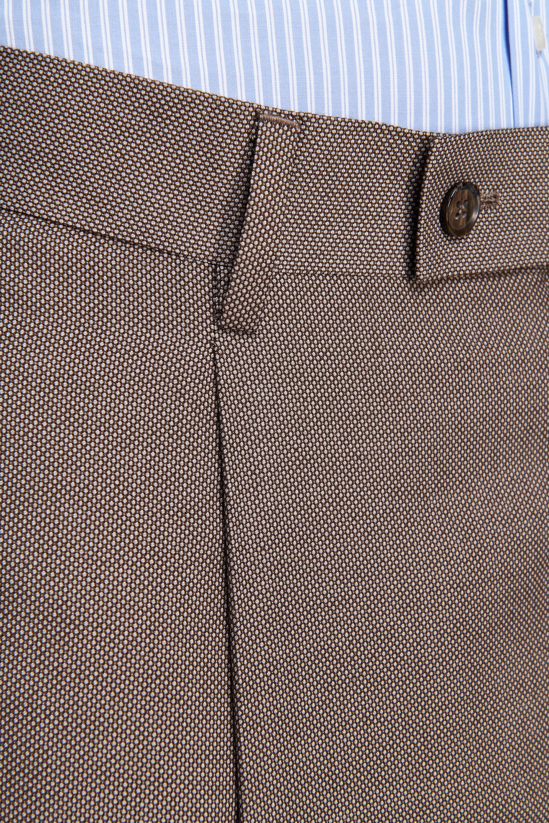 Pantaloni occhio di pernice misto lana tortora