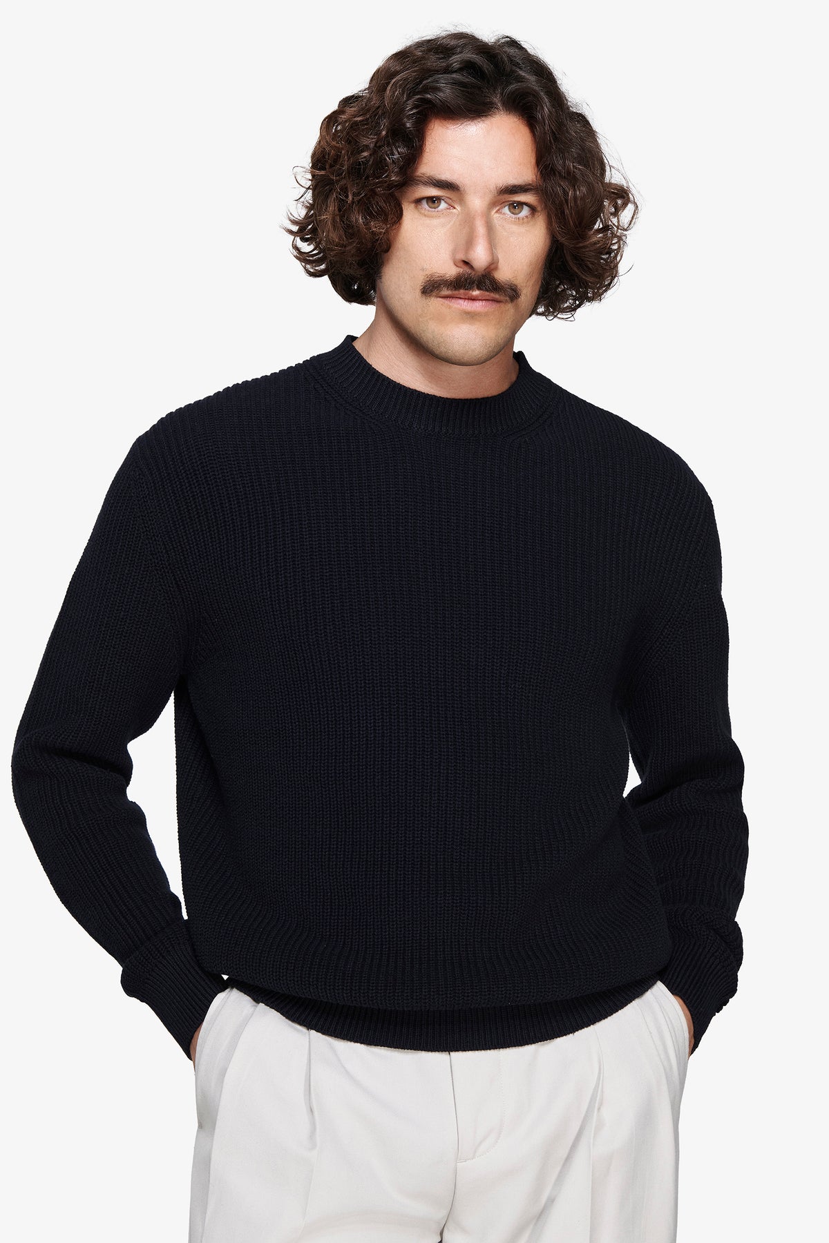 Maglia girocollo costa inglese blu