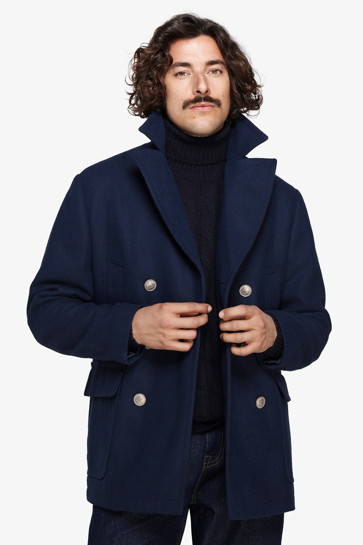 Cappotto doppiopetto blu