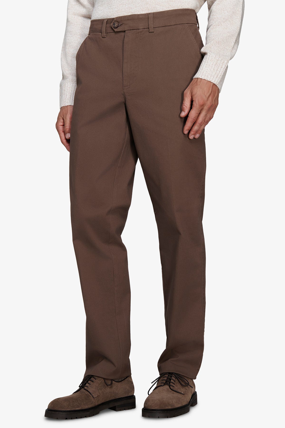 Pantaloni chino gabardina regular tortora