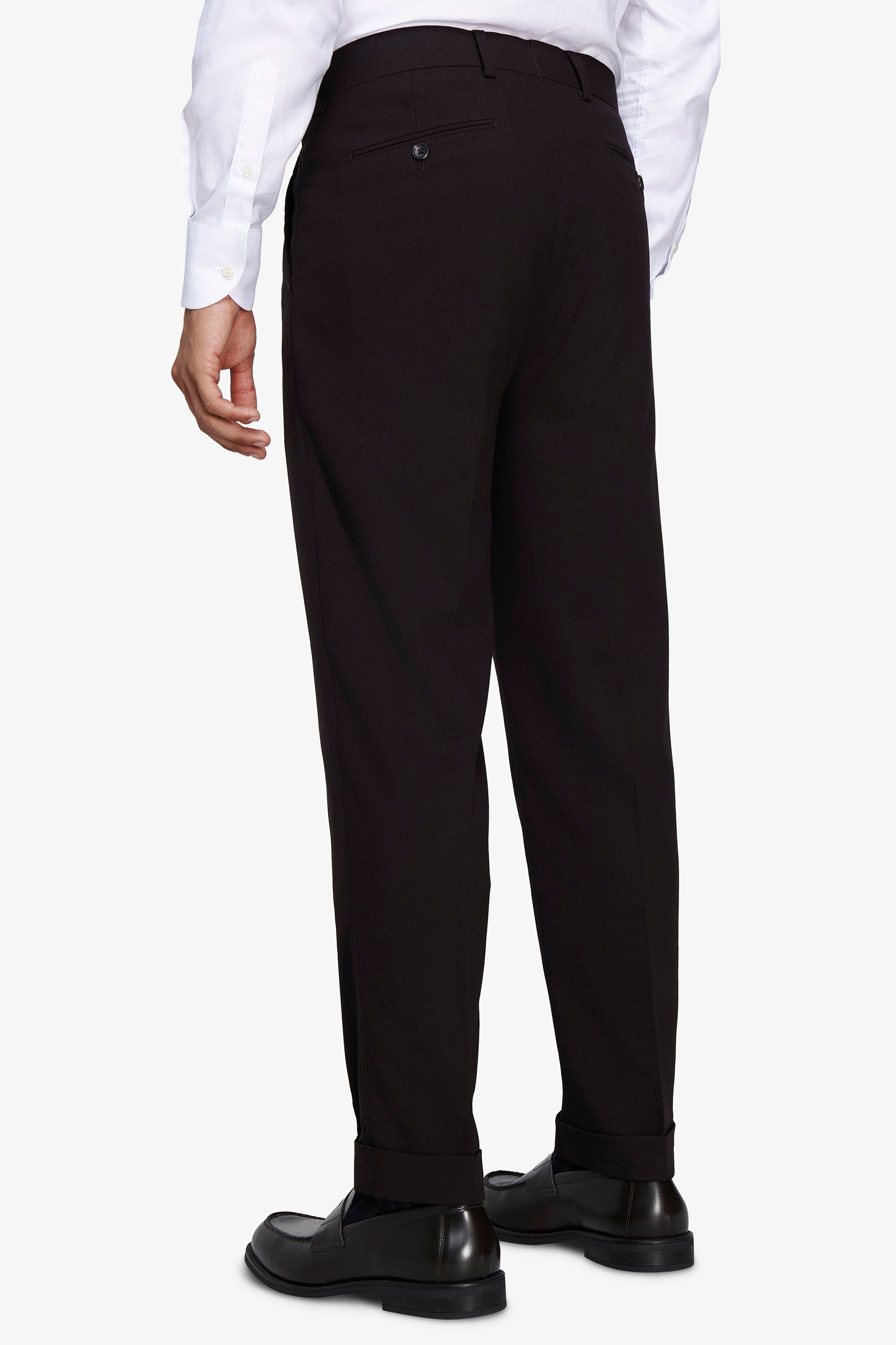 Pantaloni tela straight moro