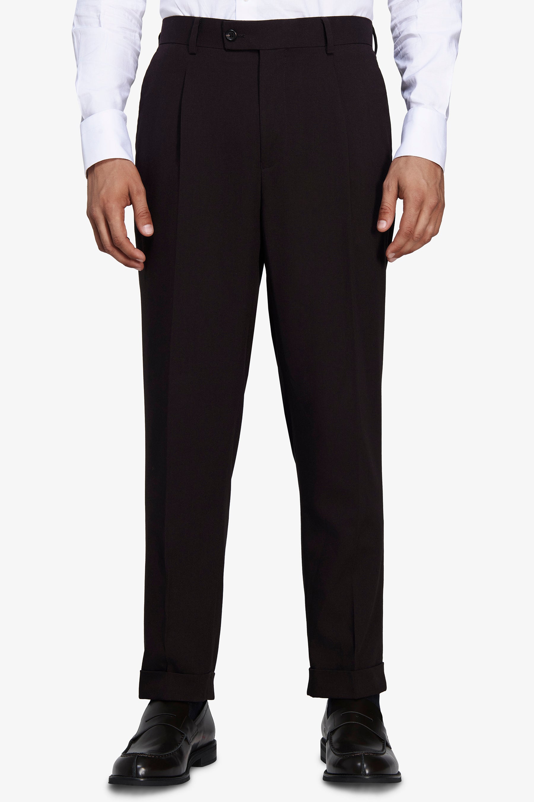 Pantaloni tela straight moro