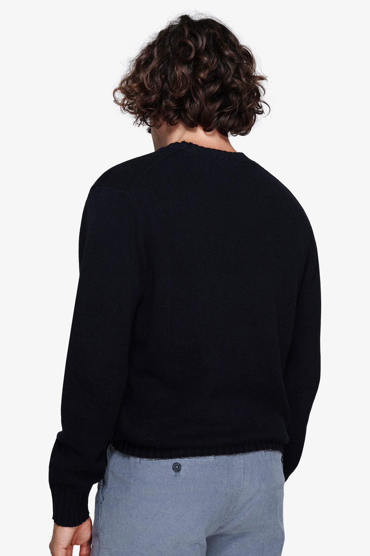 Maglia girocollo blu "Volume"