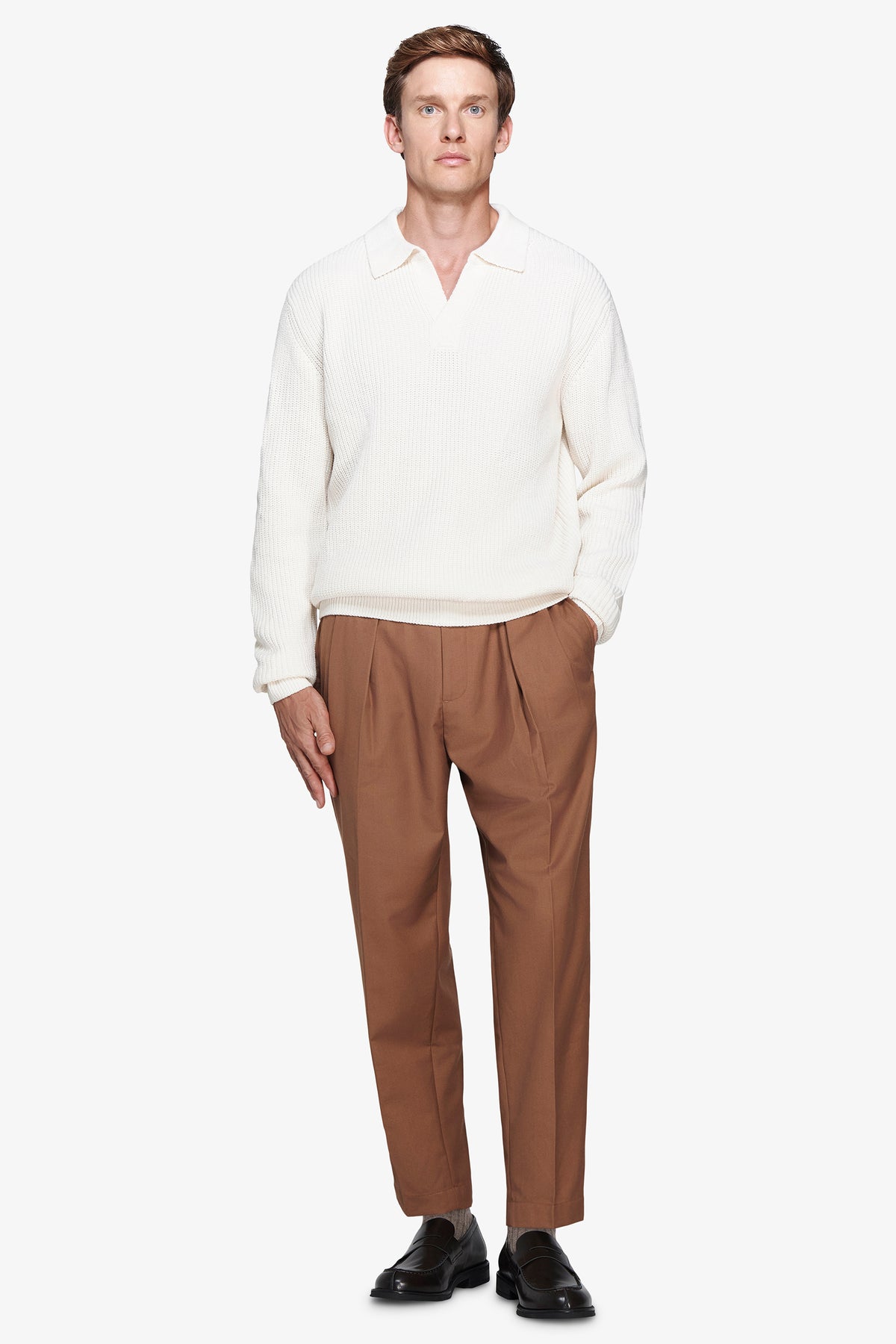 Polo in maglia panna "Volume"