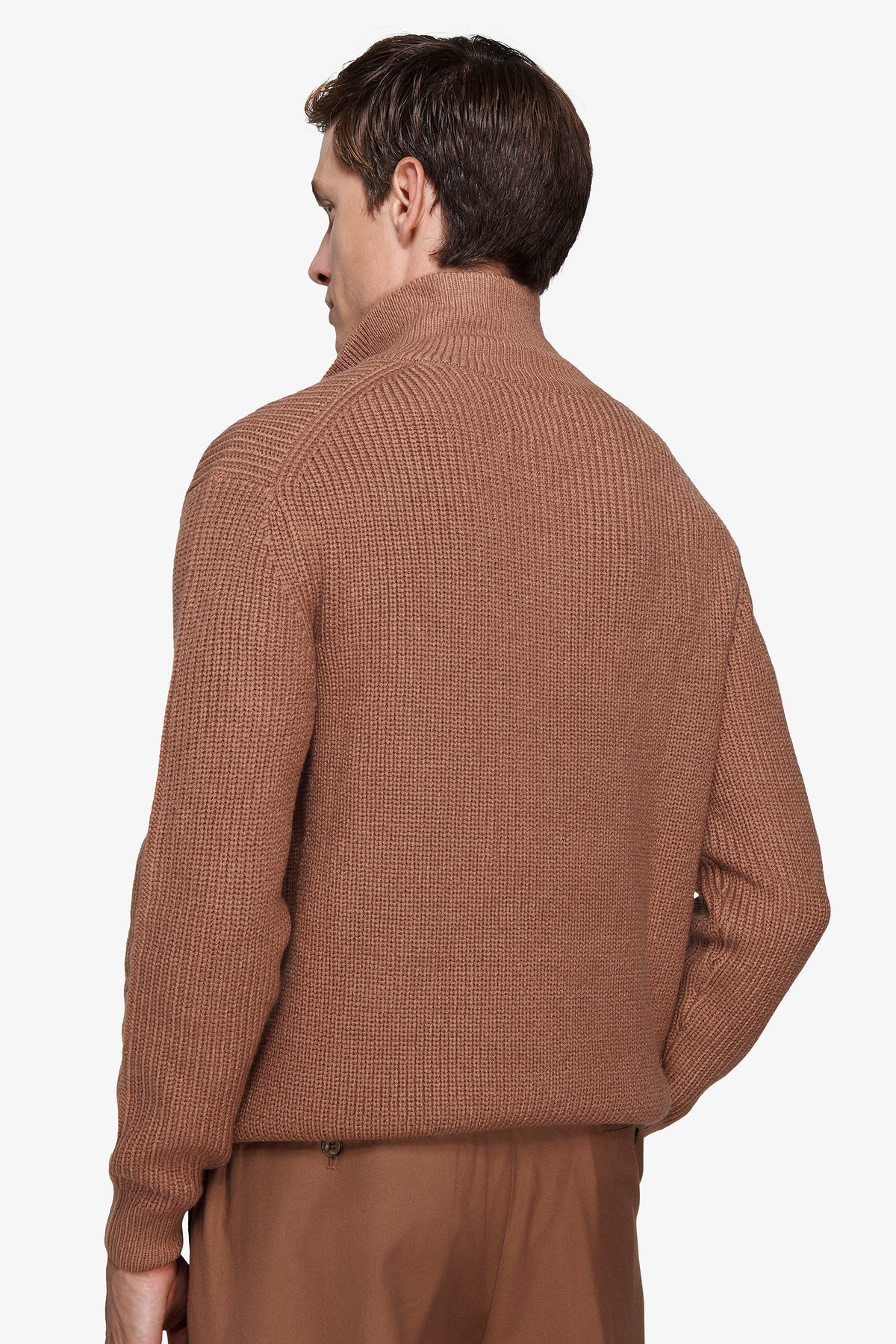 Maglia half zip cammello "Volume"