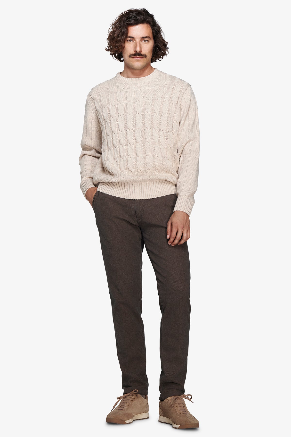 Maglia girocollo treccia corda