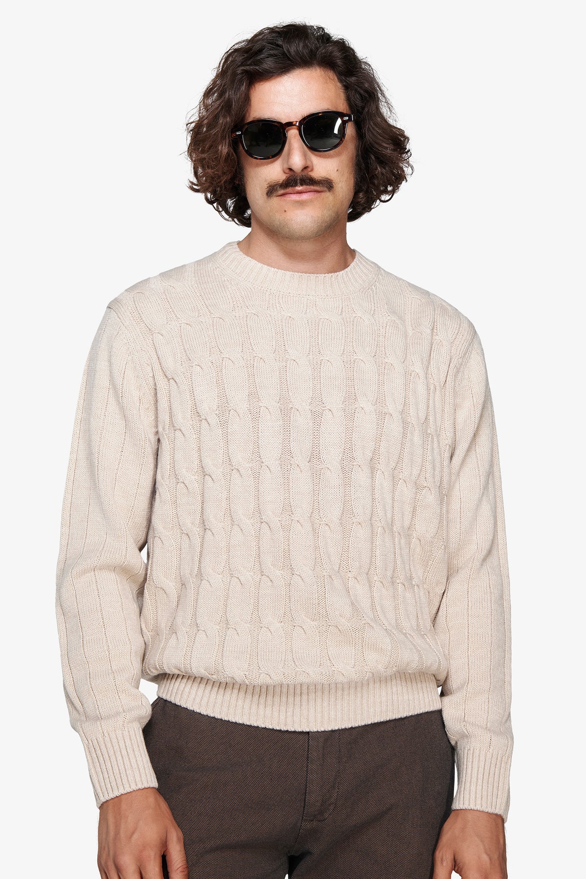 Maglia girocollo treccia corda