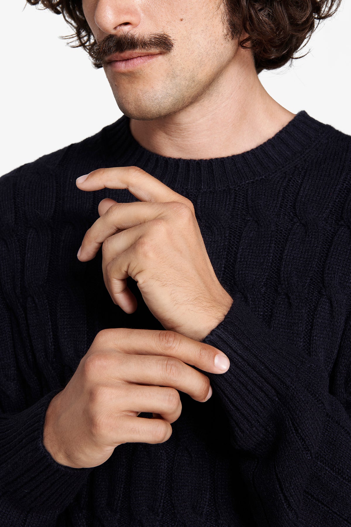 Maglia girocollo treccia blu