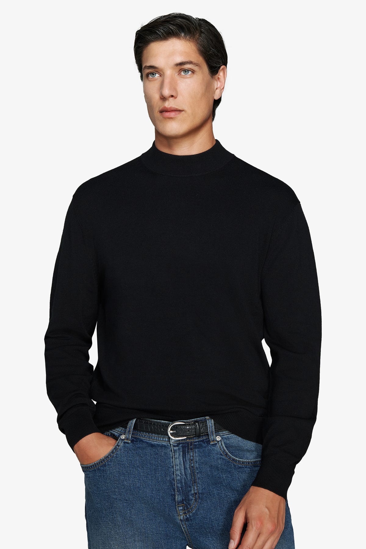 Black mock neck basic sweater