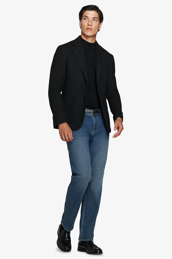 Giacca misto lana Herringbone nera