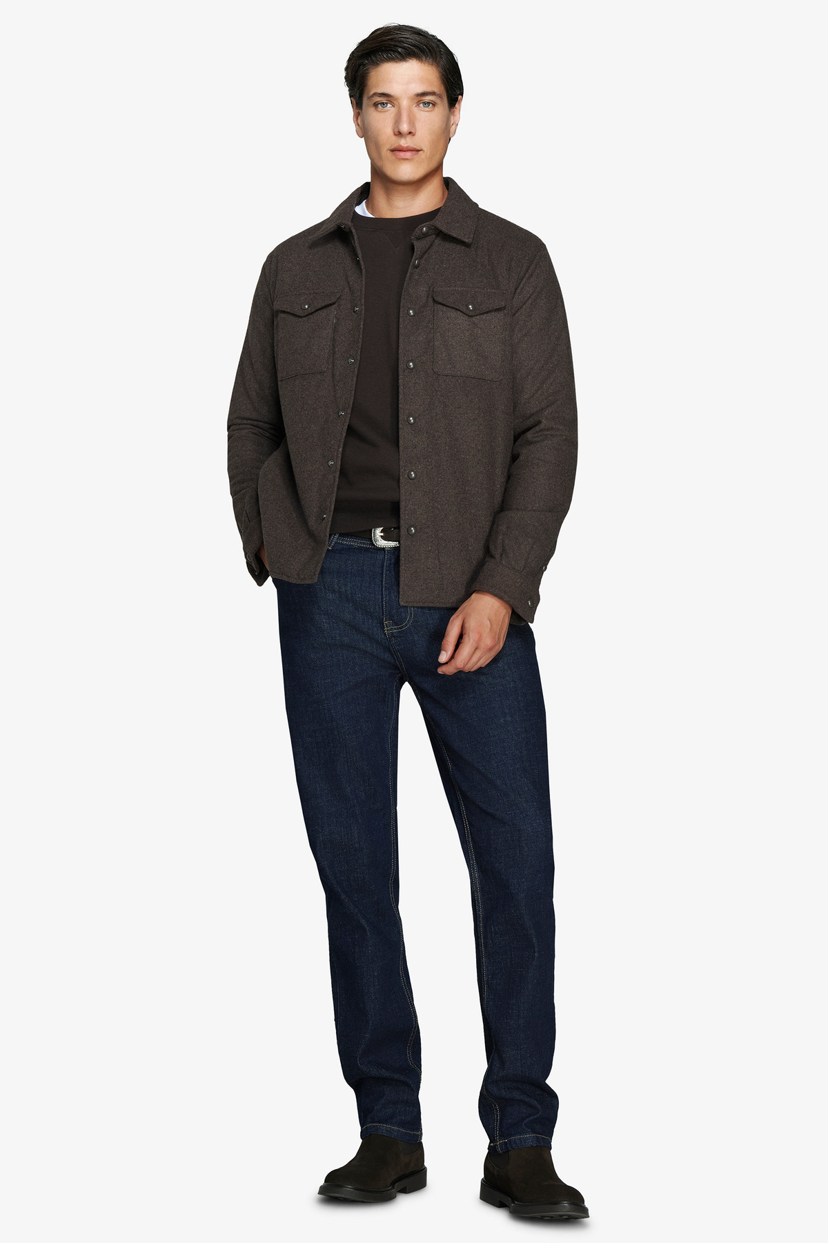 Overshirt misto lana melange moro